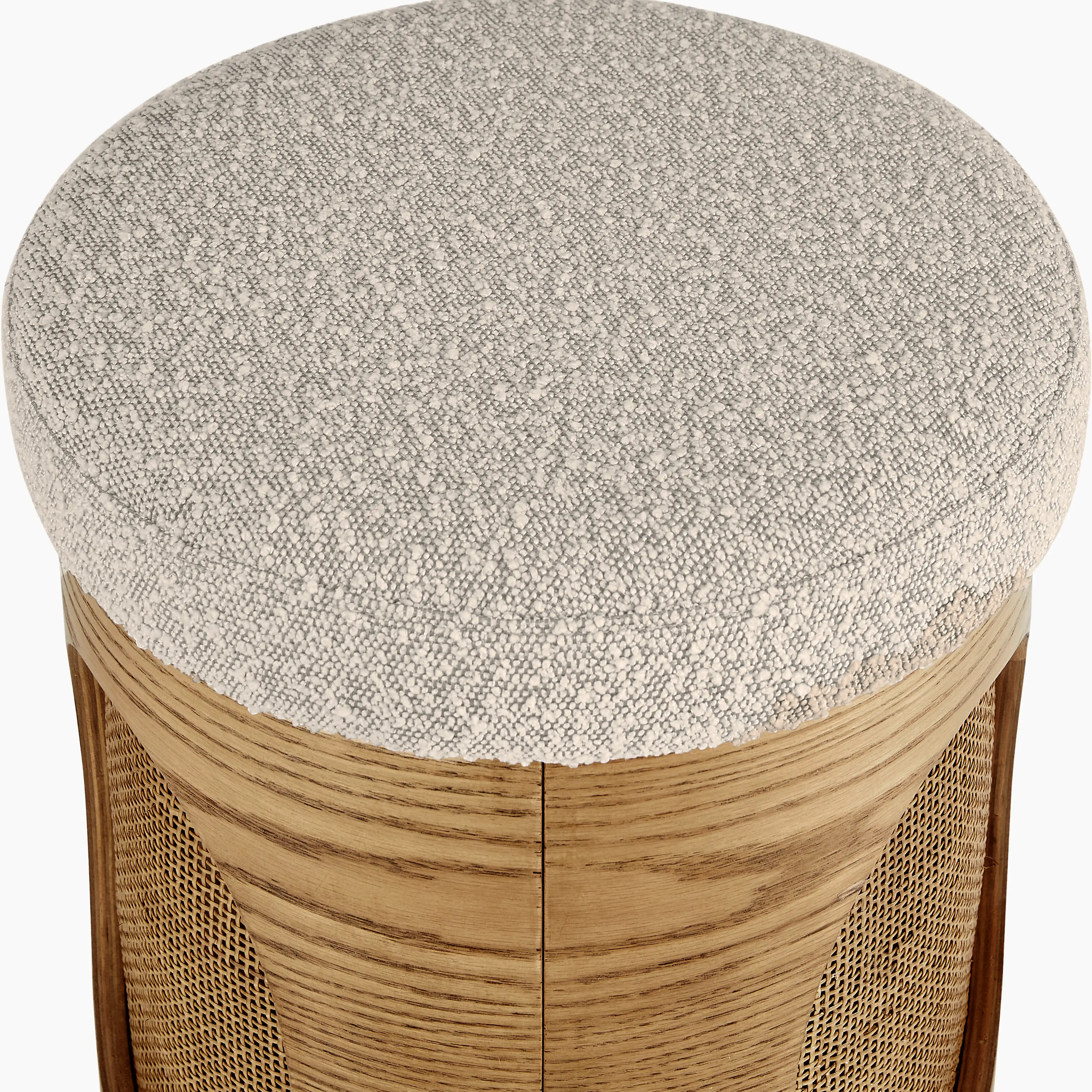 Elton Pouffe | Speckled Stone Sustainable Boucle & Oak - Image 4