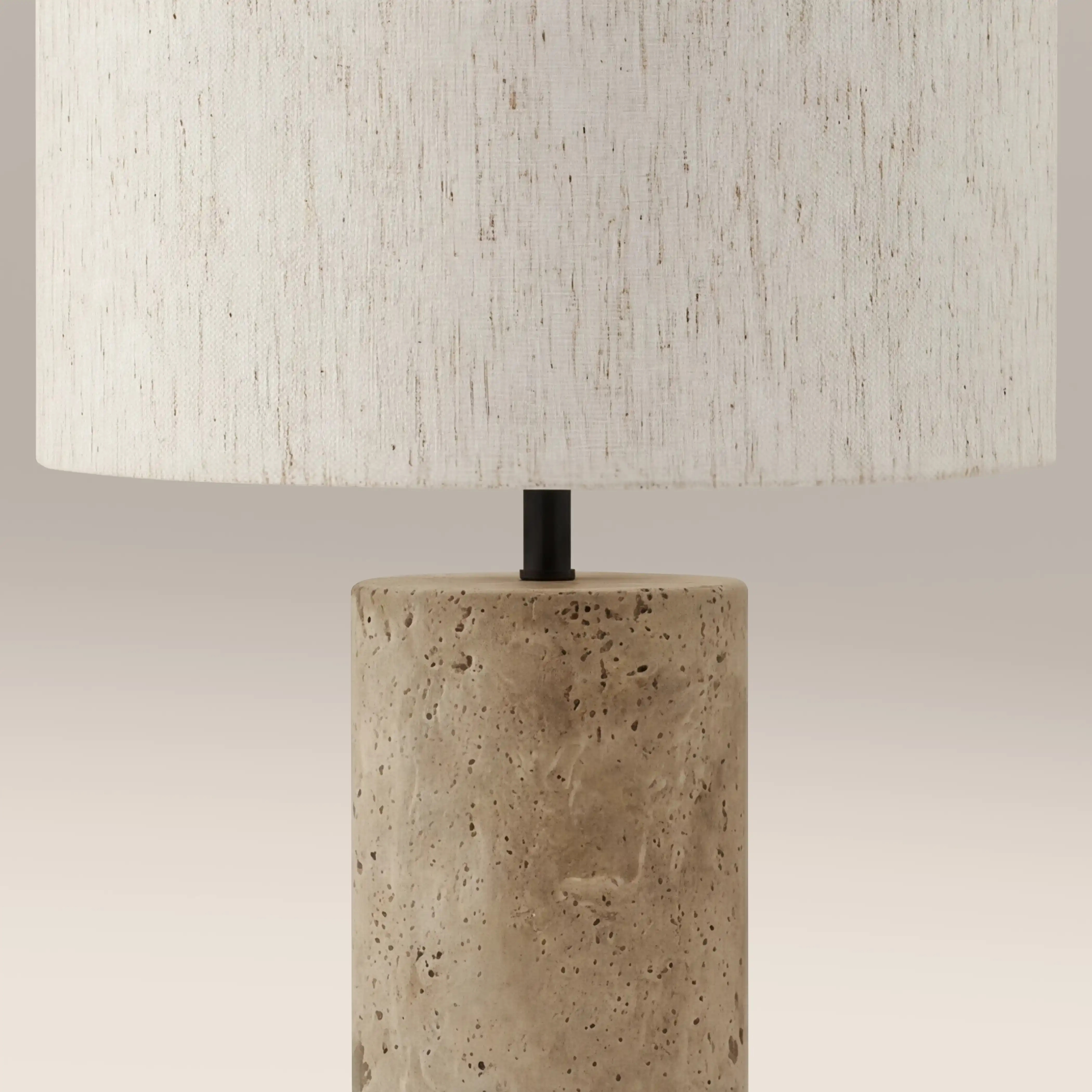 Emberlyn Table Lamp | White Linen & Natural Travertine - Image 4