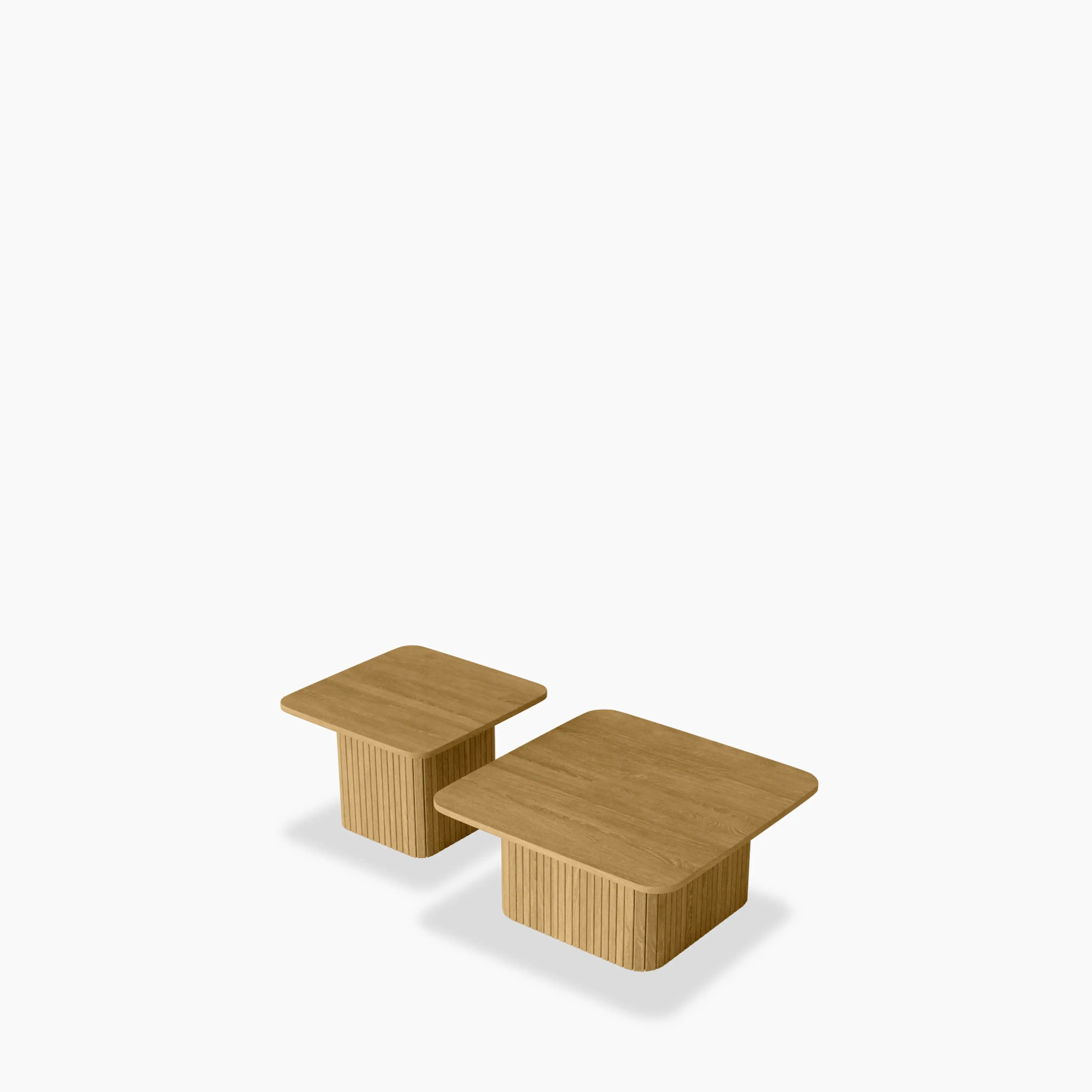Emery Set of 2 Square Wooden Coffee Tables | Oak - Image 2