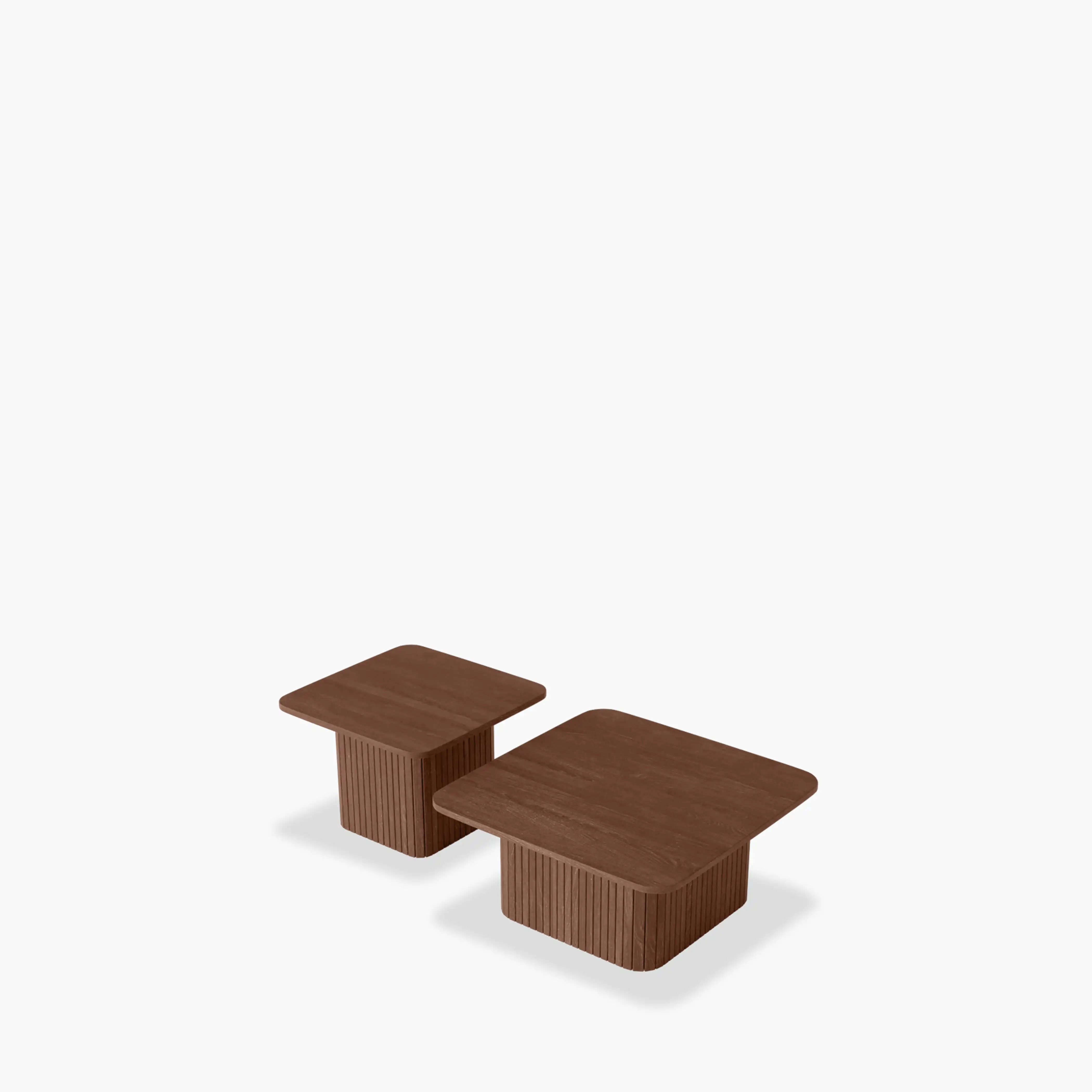 Emery Set of 2 Square Wooden Coffee Tables | Walnut - Image 4