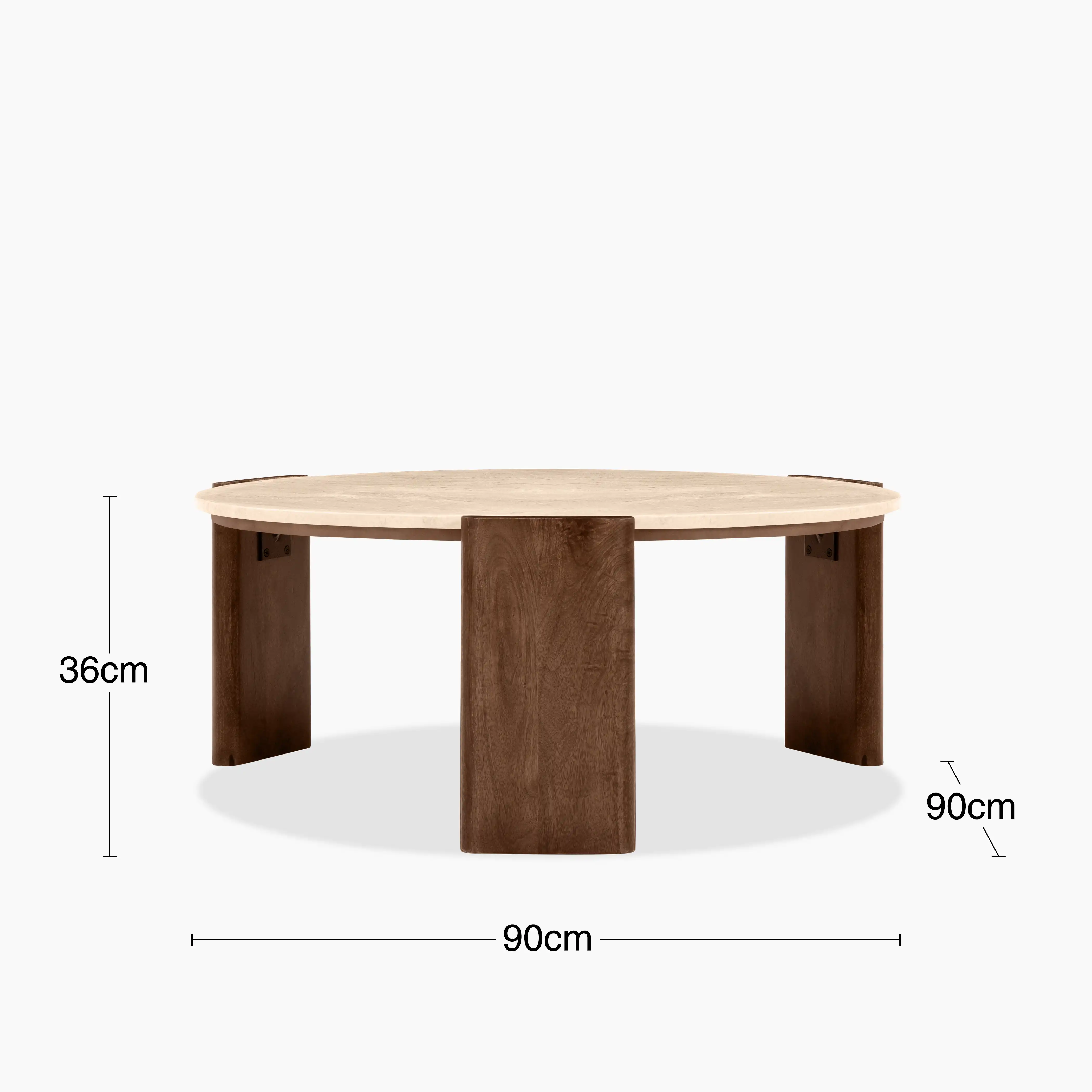 Emil Round Coffee Table | Natural Travertine & Walnut - Image 6