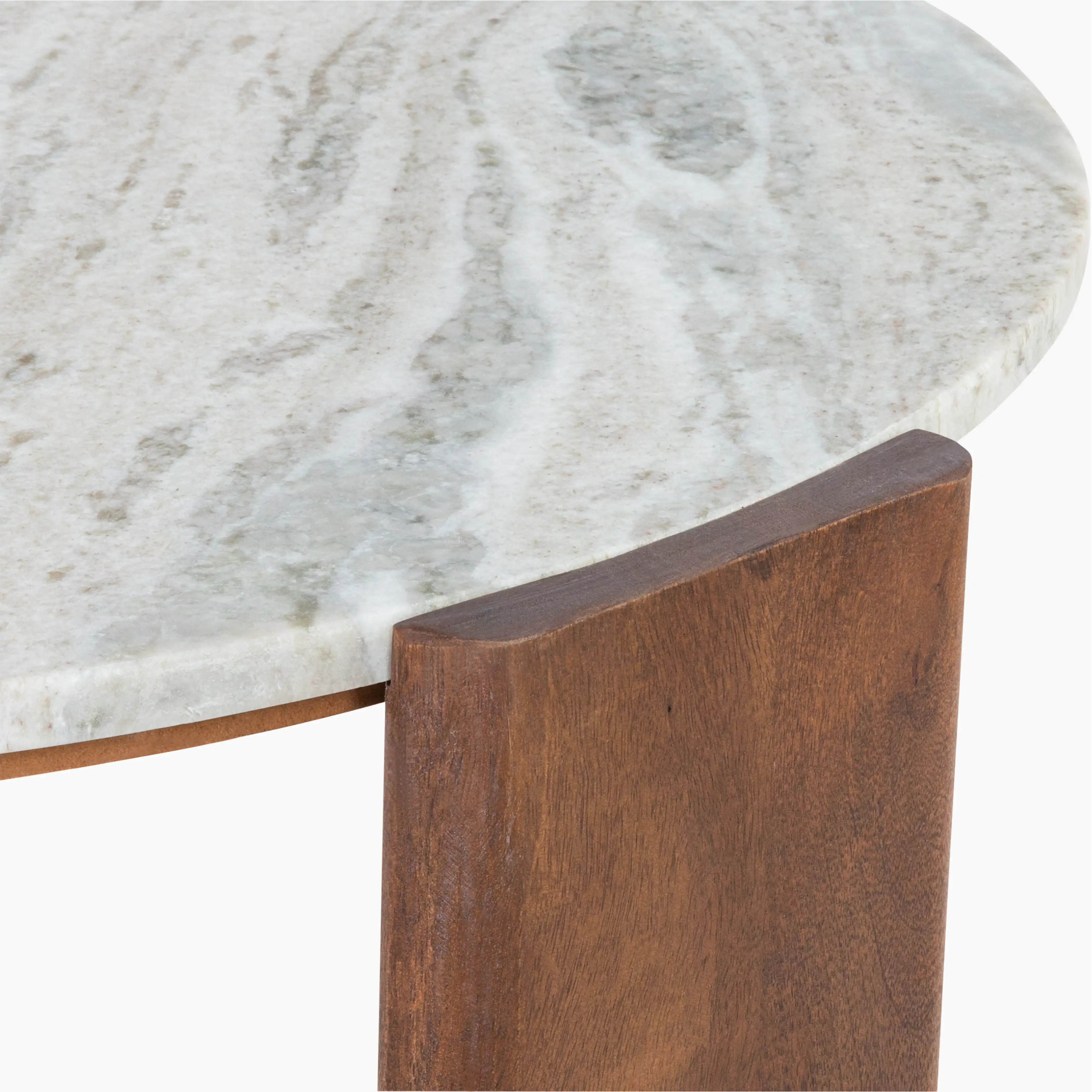 Emil Round Coffee Table | Grey Marble & Walnut - Image 7
