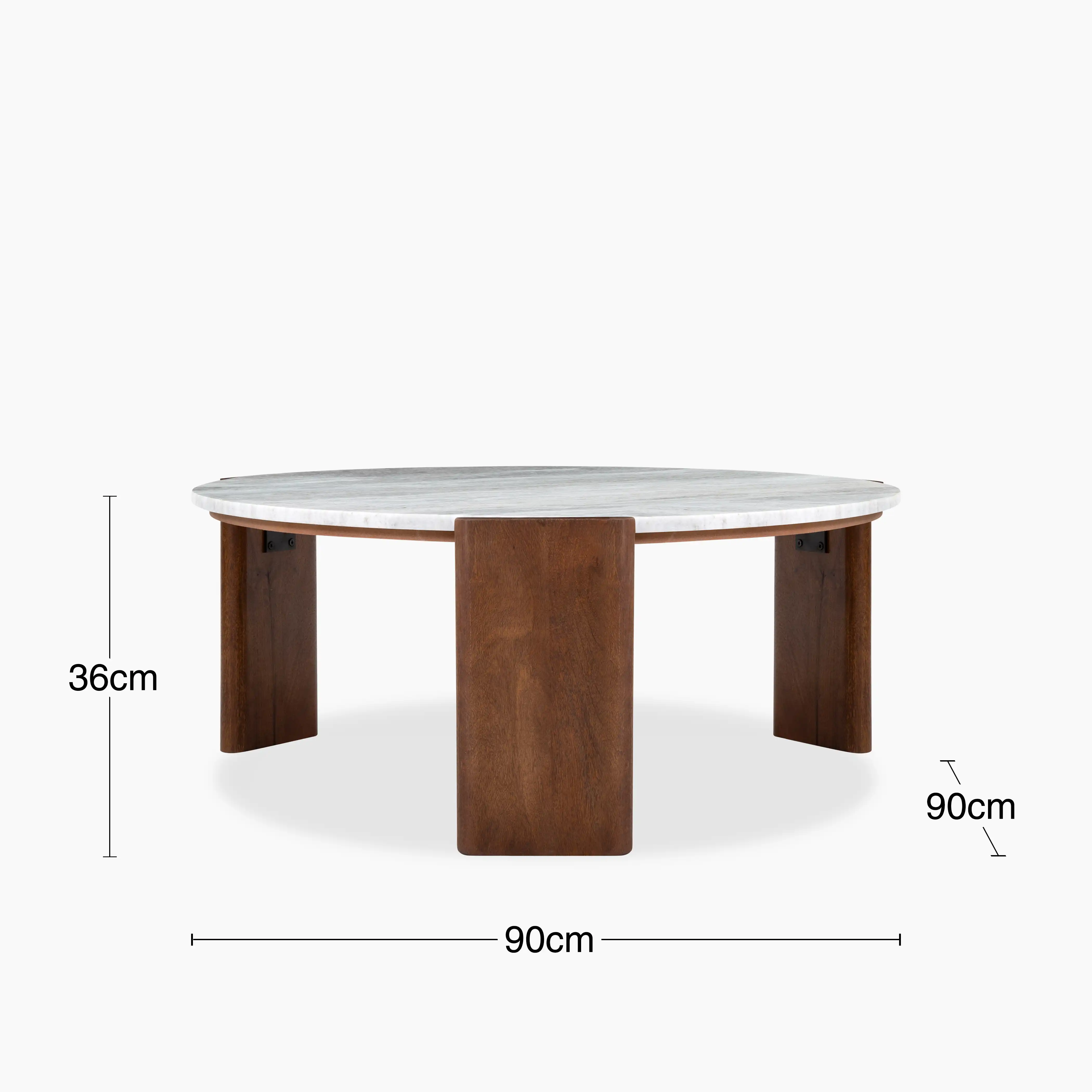 Emil Round Coffee Table | Grey Marble & Walnut - Image 8
