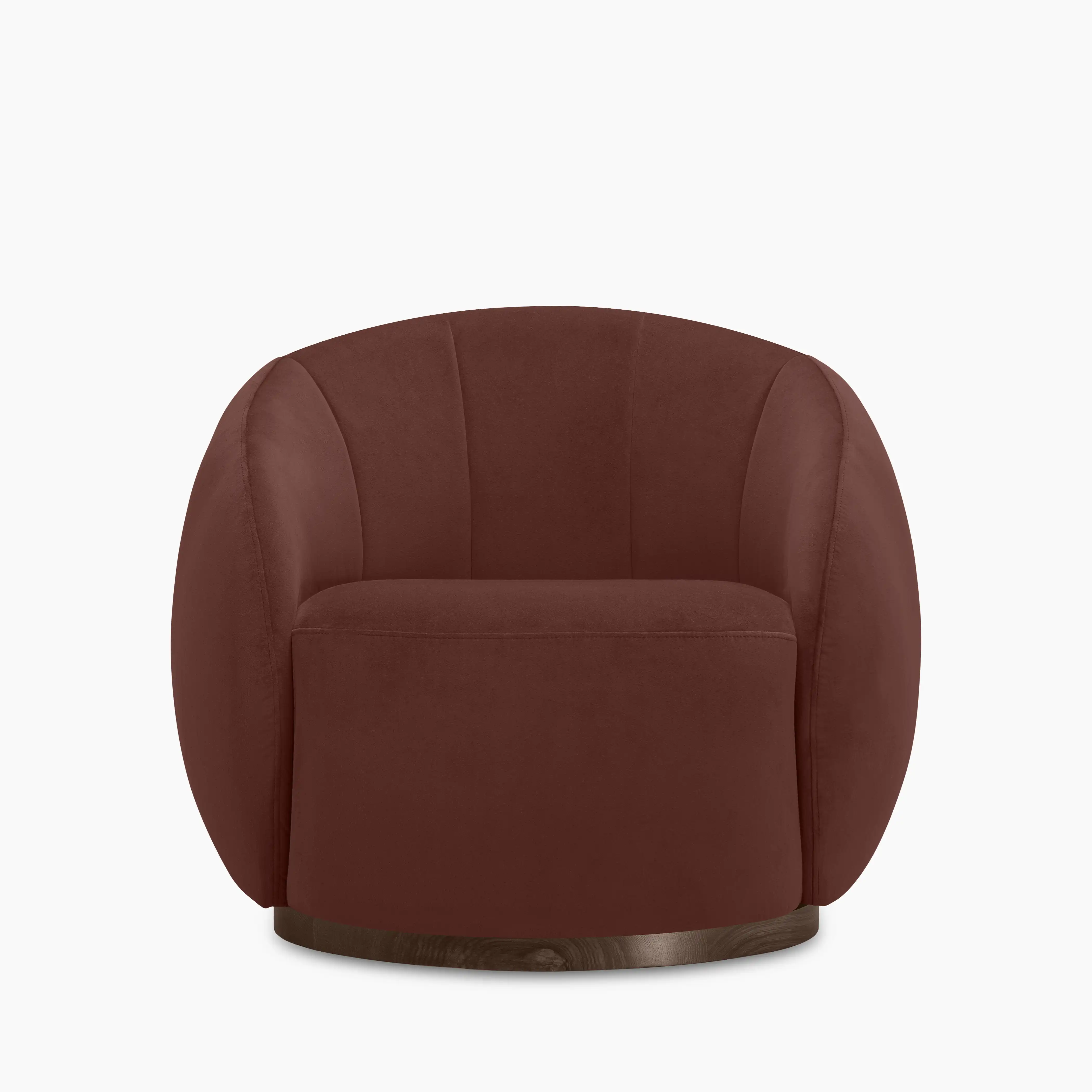 Emile Swivel Armchair | Rust Red Sustainable Velvet & Walnut - Image 4