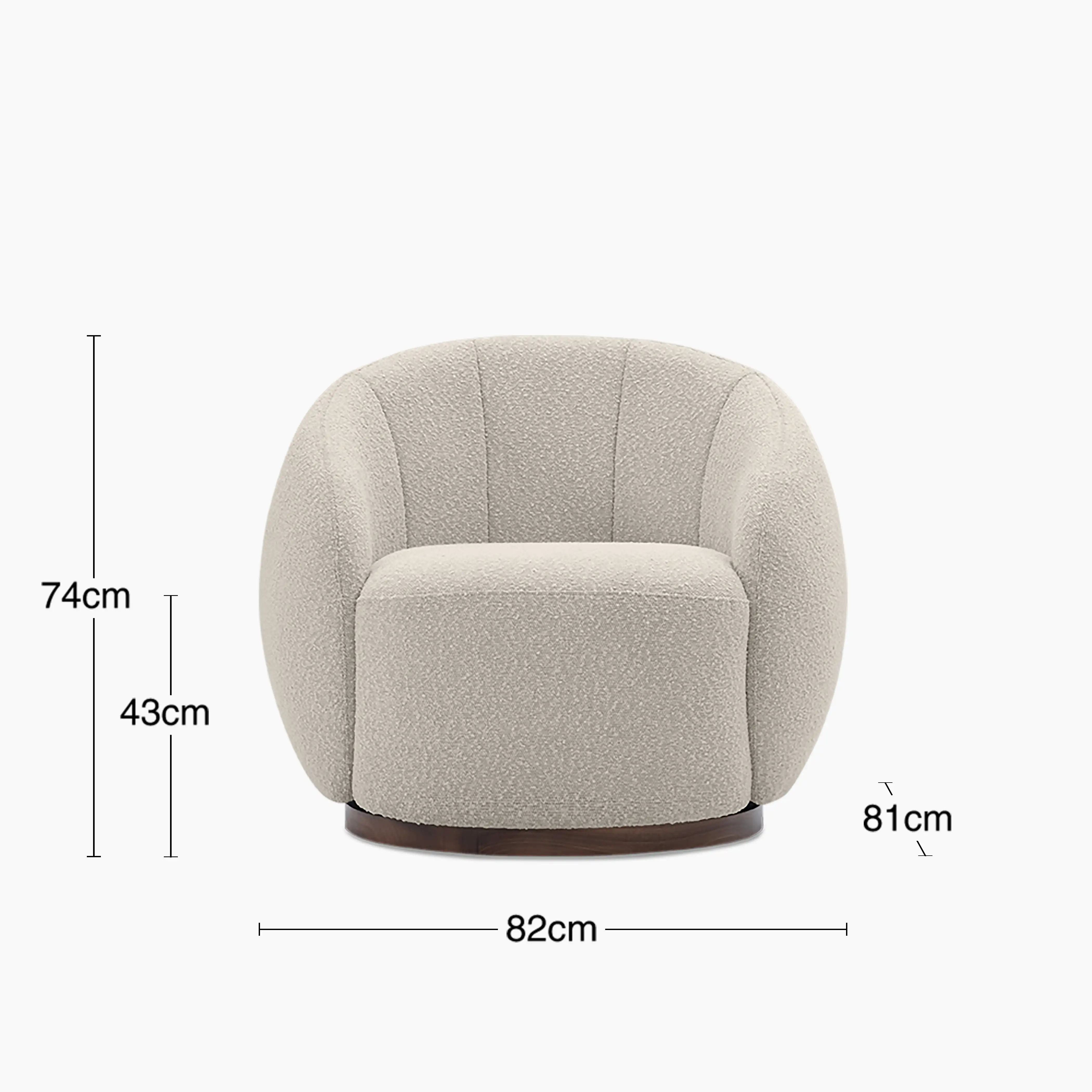 Emile Swivel Armchair | Speckled Stone Sustainable Boucle & Walnut - Image 8