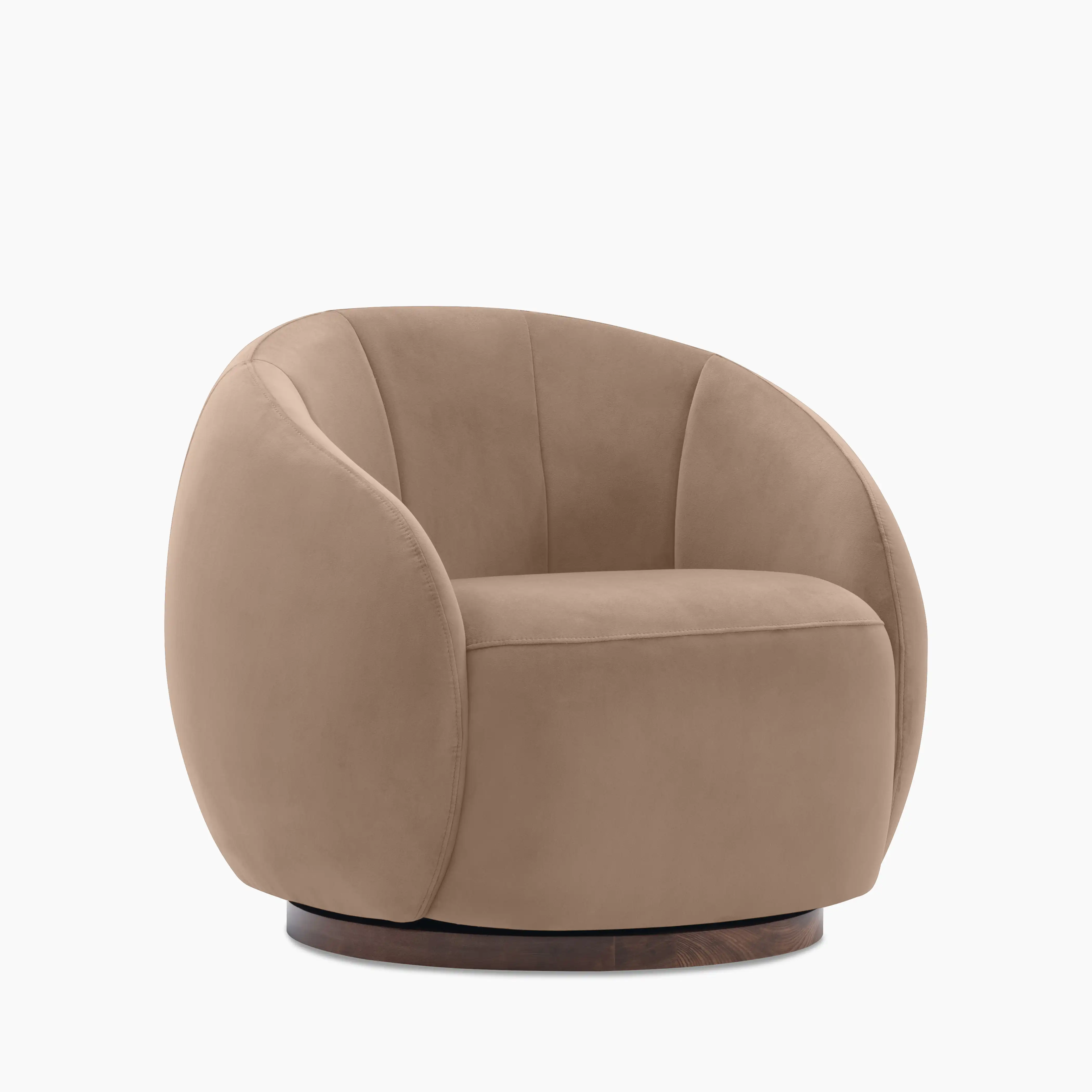 Emile Swivel Armchair | Taupe Sustainable Velvet & Walnut & Walnut - Image 2