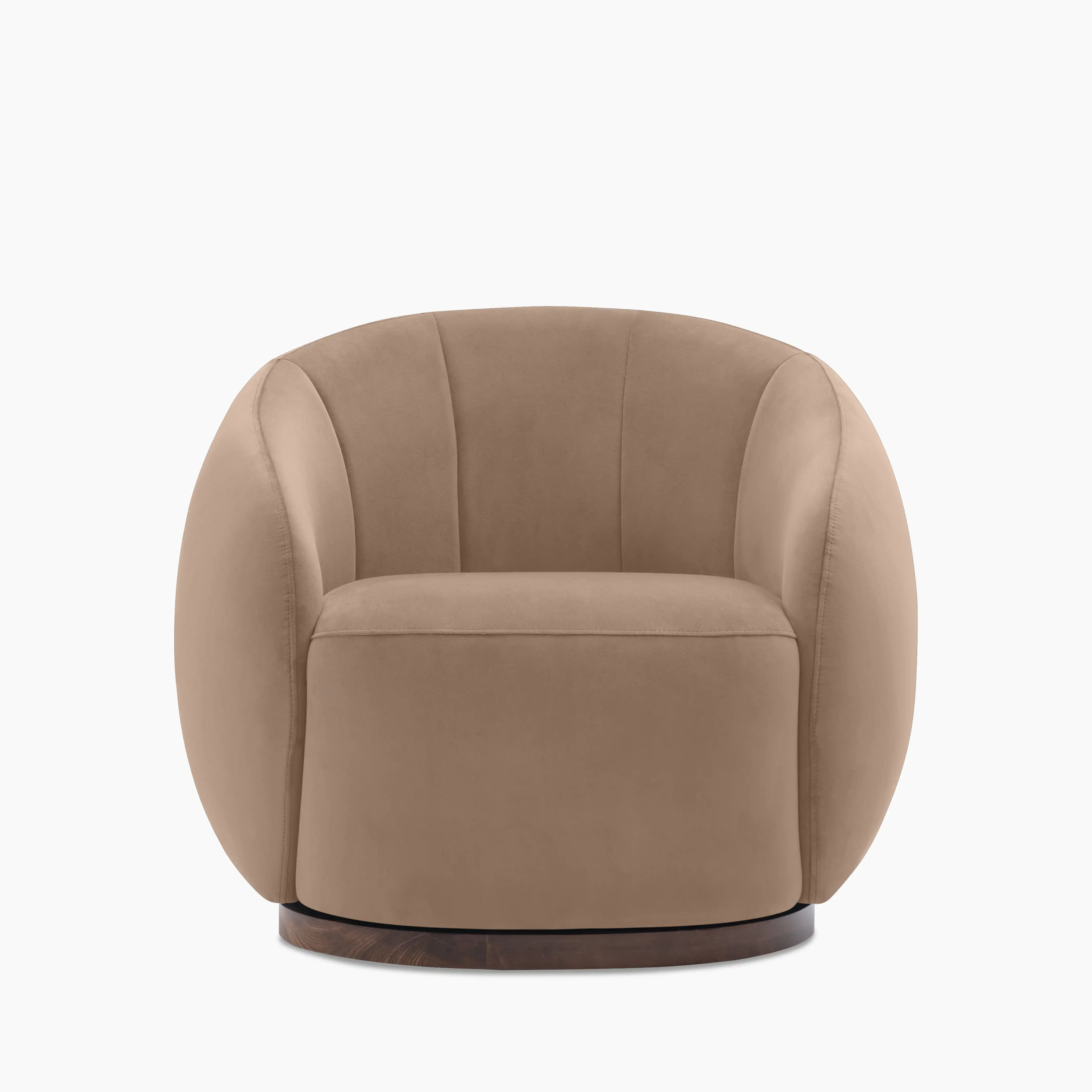 Emile Swivel Armchair | Taupe Sustainable Velvet & Walnut & Walnut - Image 4