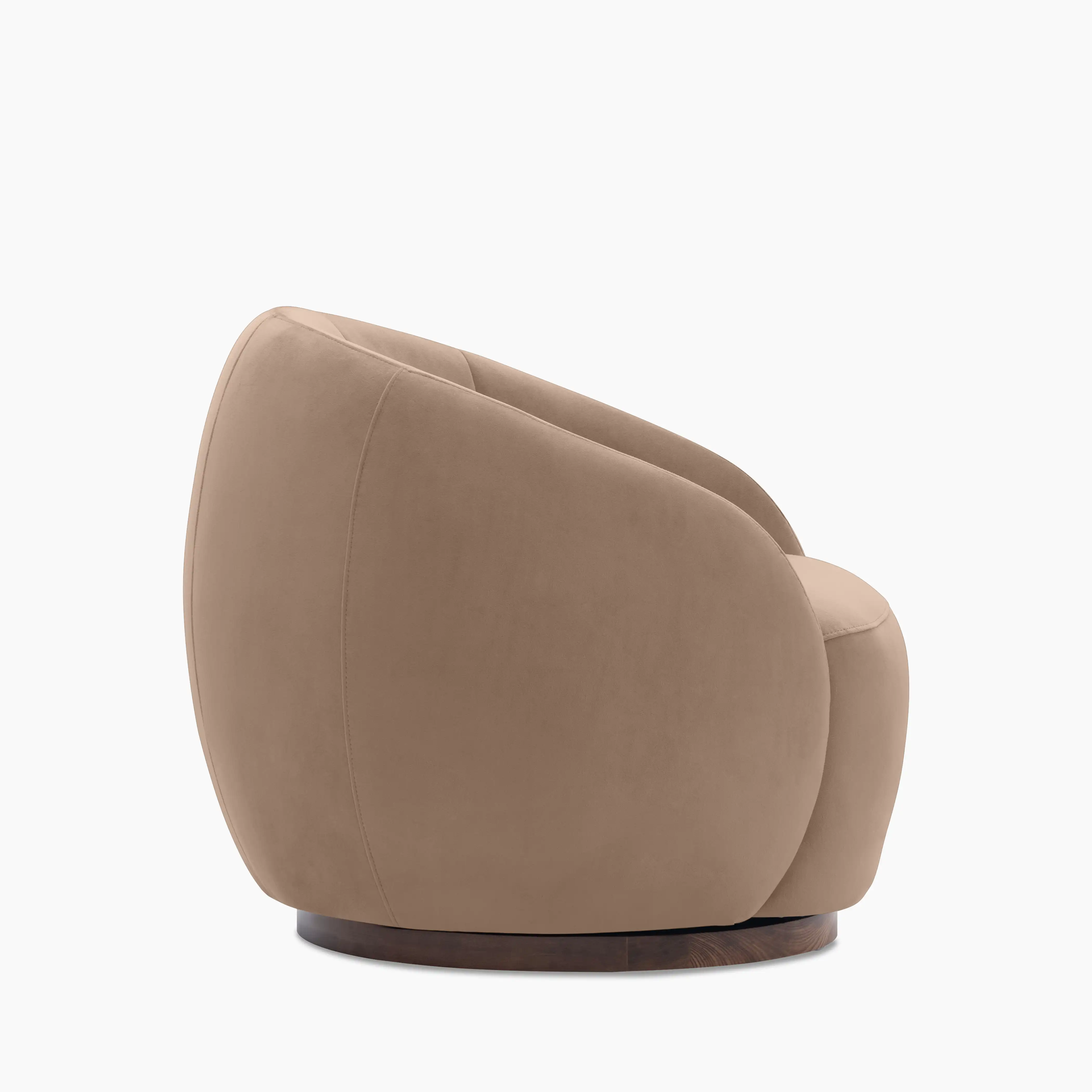 Emile Swivel Armchair | Taupe Sustainable Velvet & Walnut & Walnut - Image 5