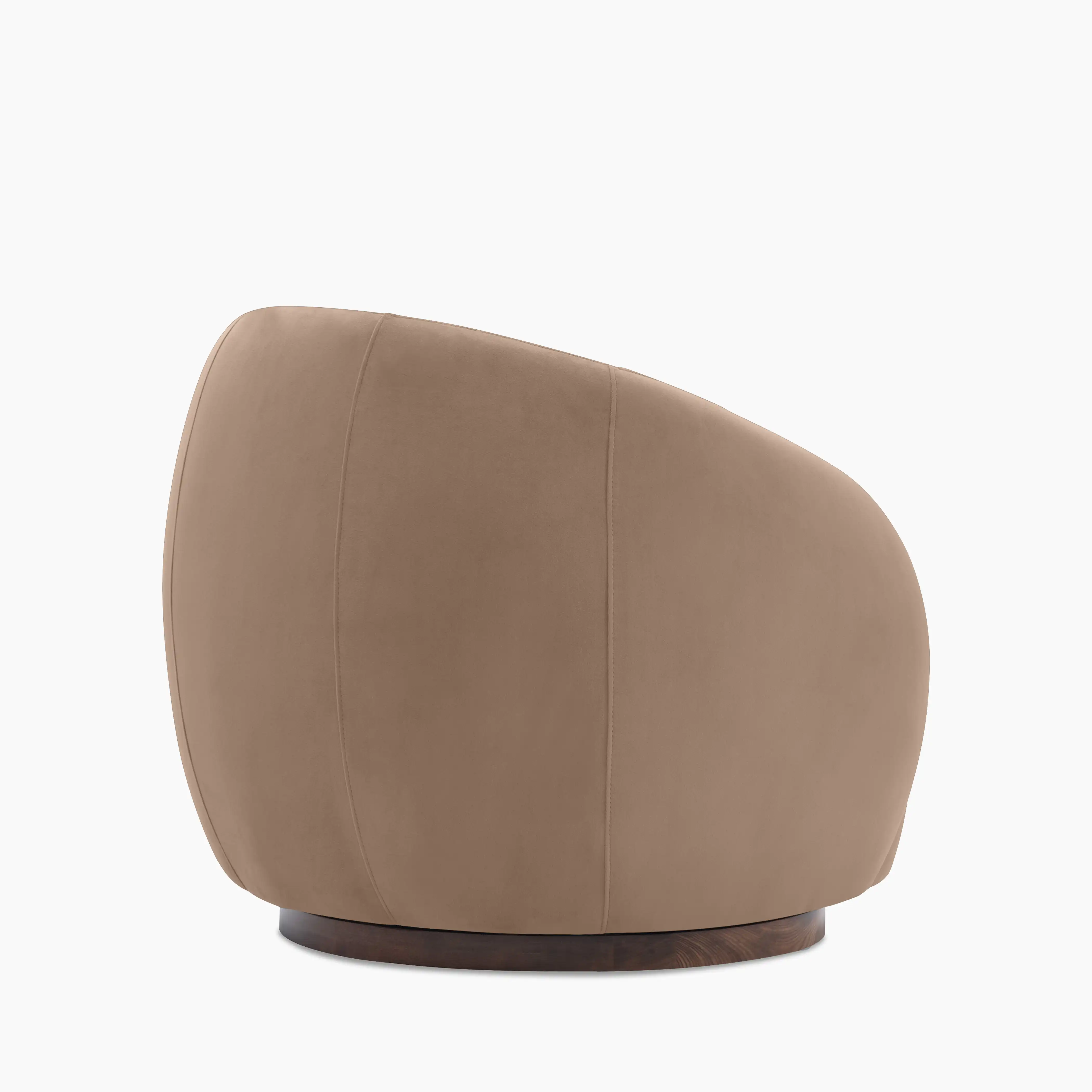Emile Swivel Armchair | Taupe Sustainable Velvet & Walnut & Walnut - Image 6