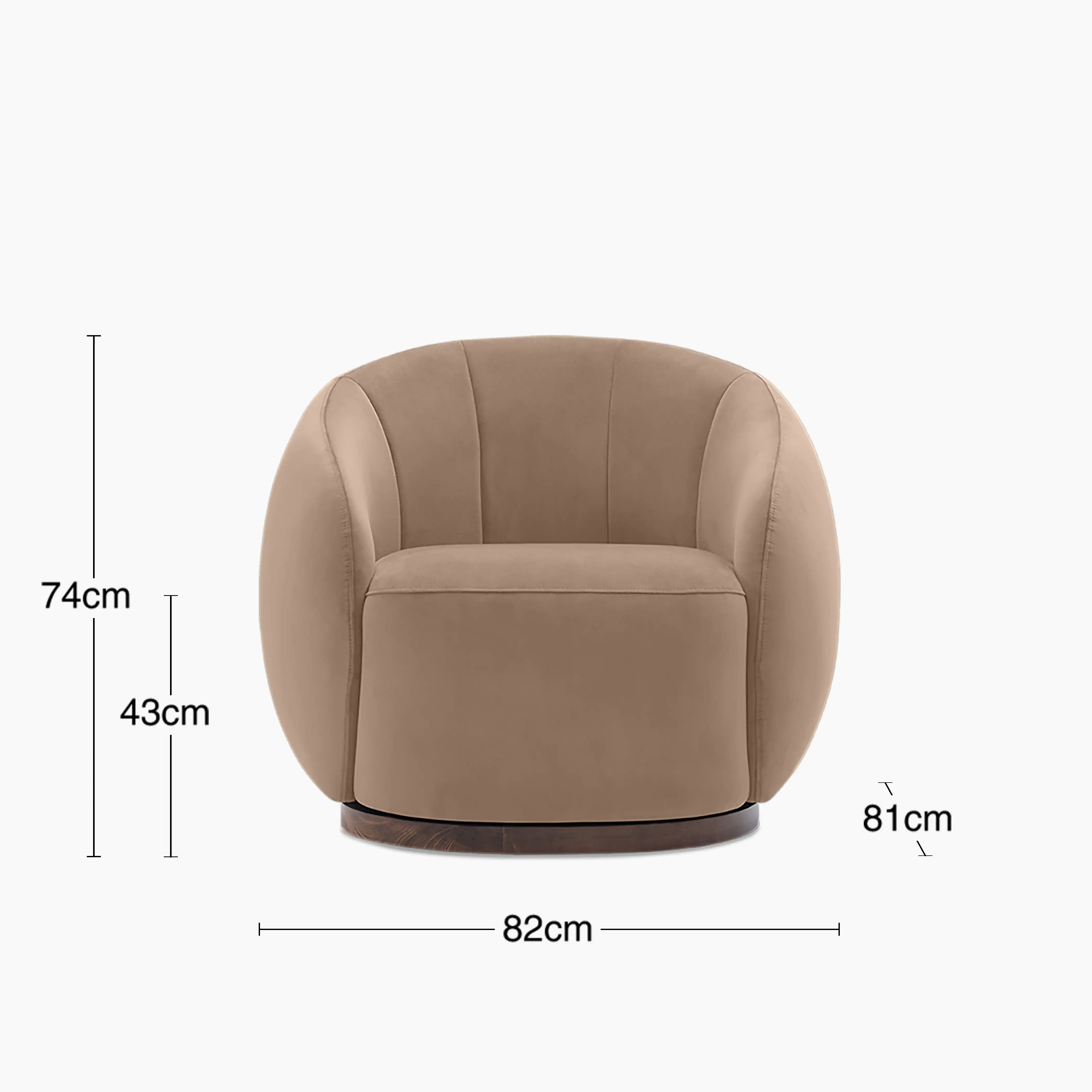Emile Swivel Armchair | Taupe Sustainable Velvet & Walnut & Walnut - Image 9