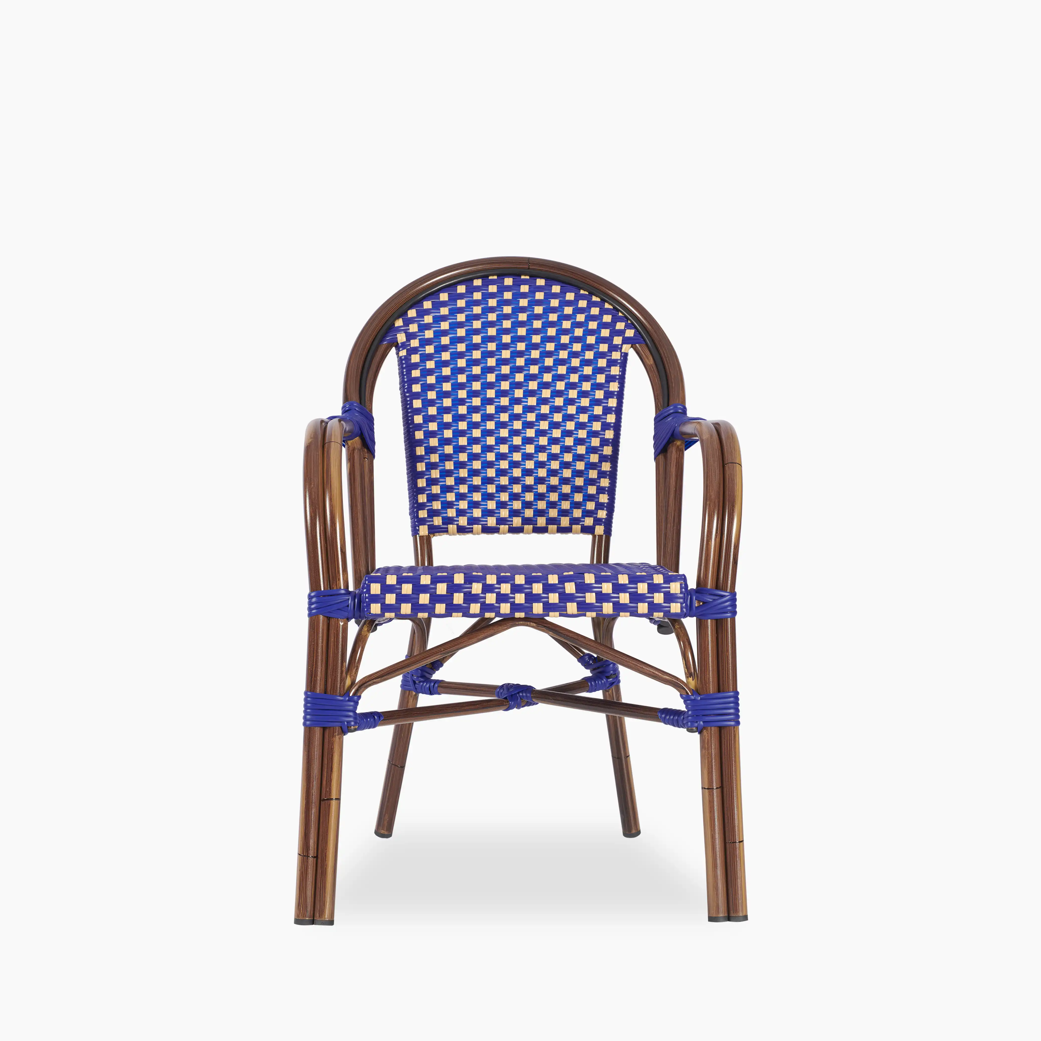 Emilia Carver Dining Chair | Blue & Cream - Image 2