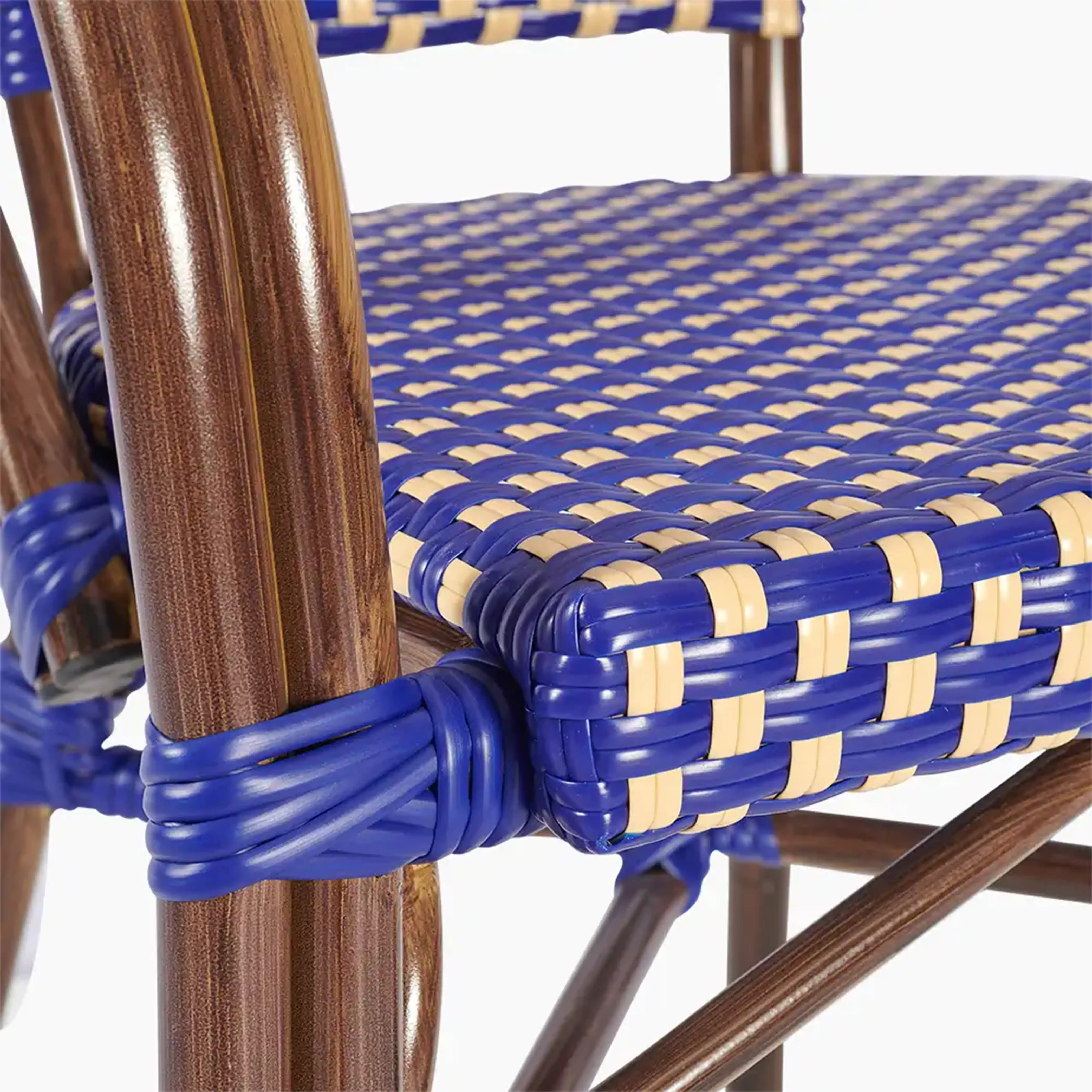 Emilia Carver Dining Chair | Blue & Cream - Image 6