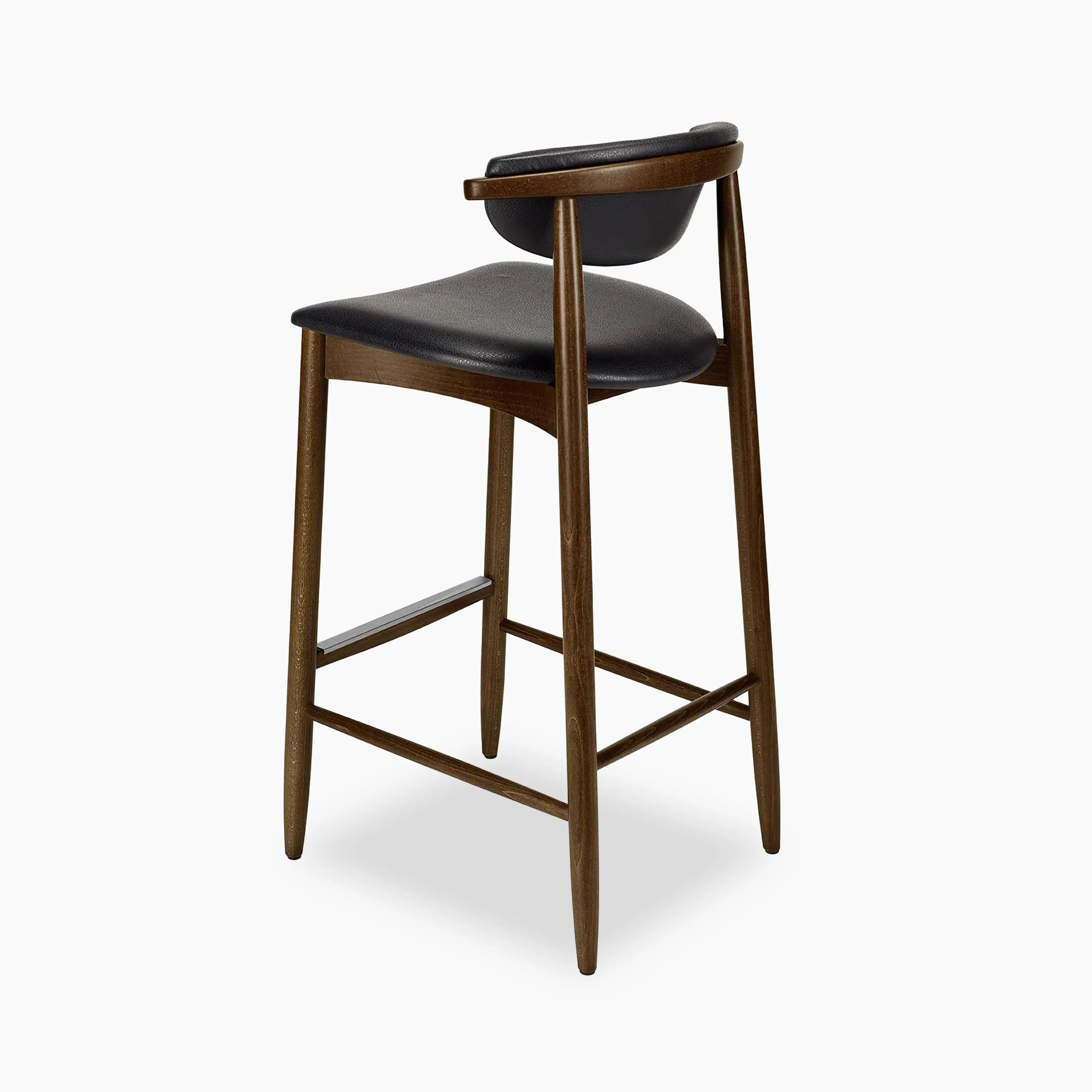 Emrik Wooden Bar Stool | Upholstered Seat & Upholstered Backrest - Image 2