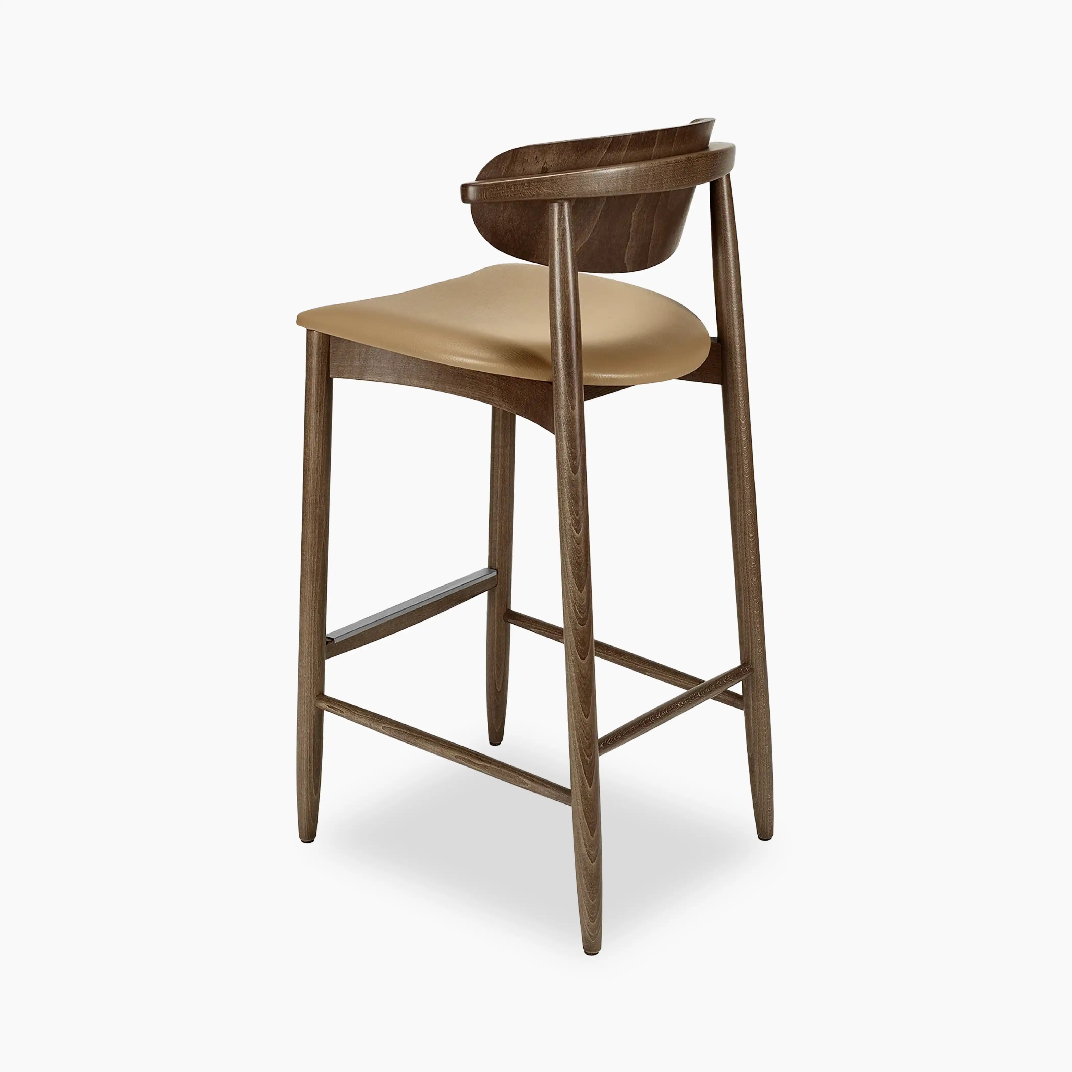 Emrik Wooden Bar Stool | Upholstered Seat & Wide Backrest - Image 2