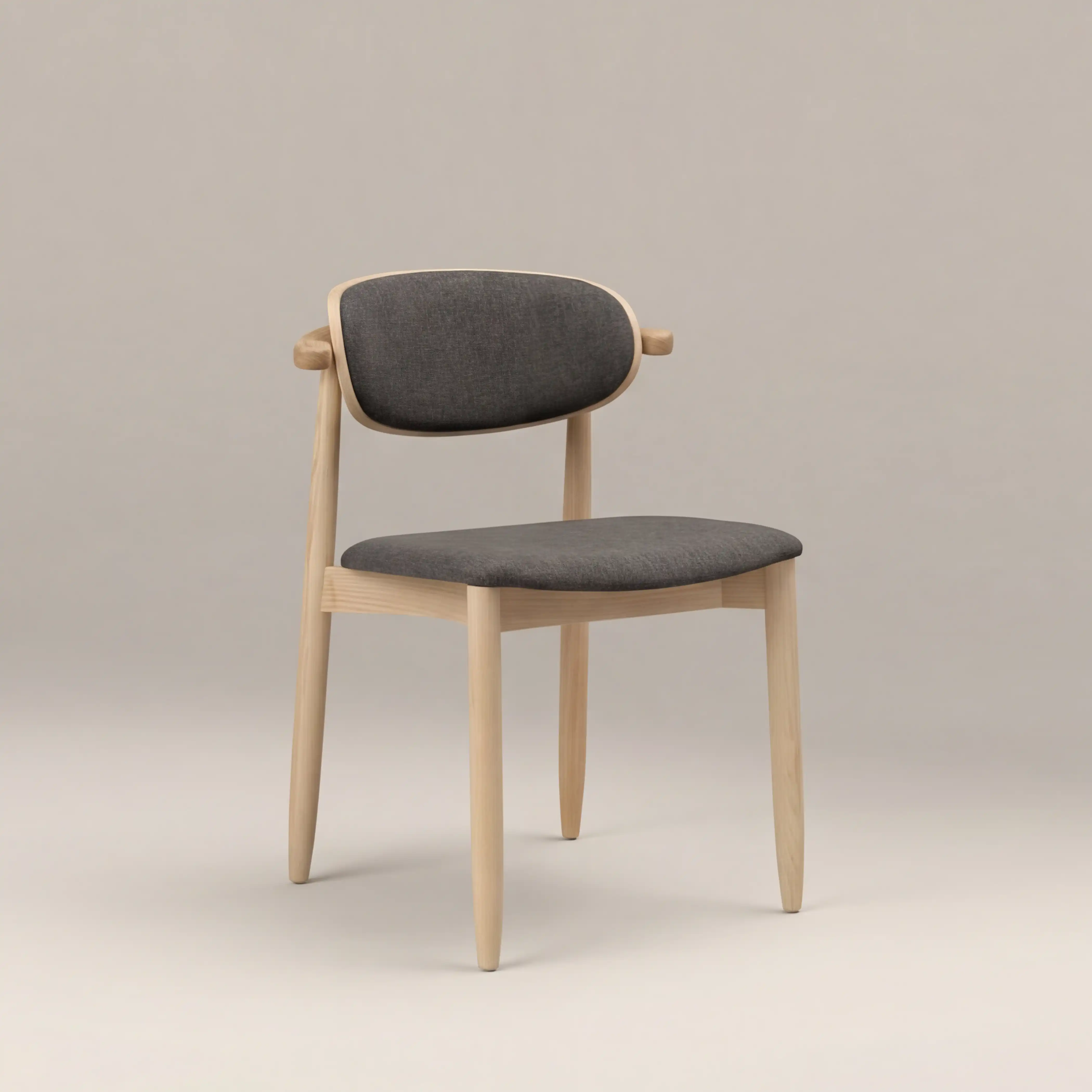 Emrik Wooden Dining Chair | Upholstered Seat & Mixed Material Backrest - Image 2