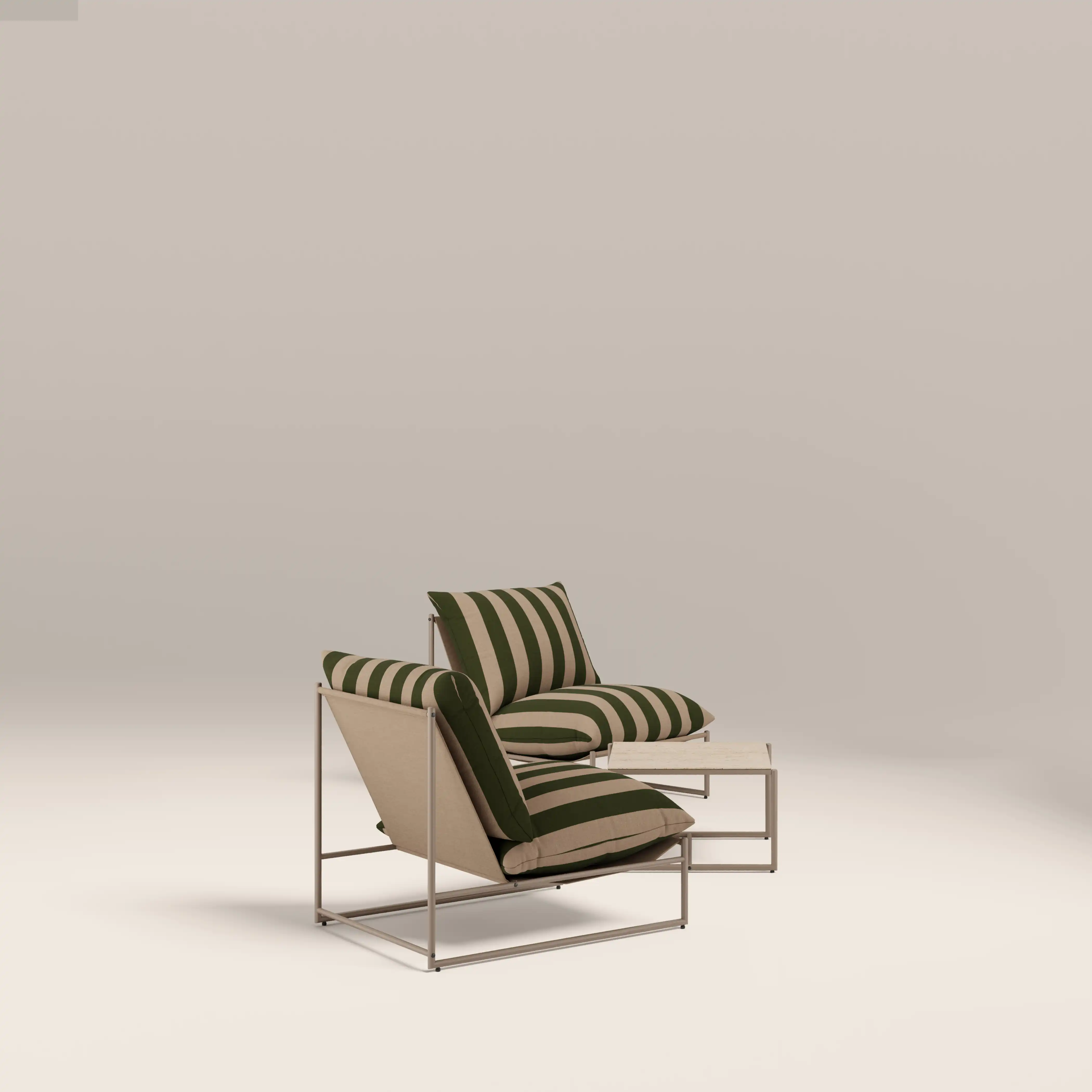 Enzo Garden Bistro Lounge Set | Moss Green Stripe & Taupe - Image 6