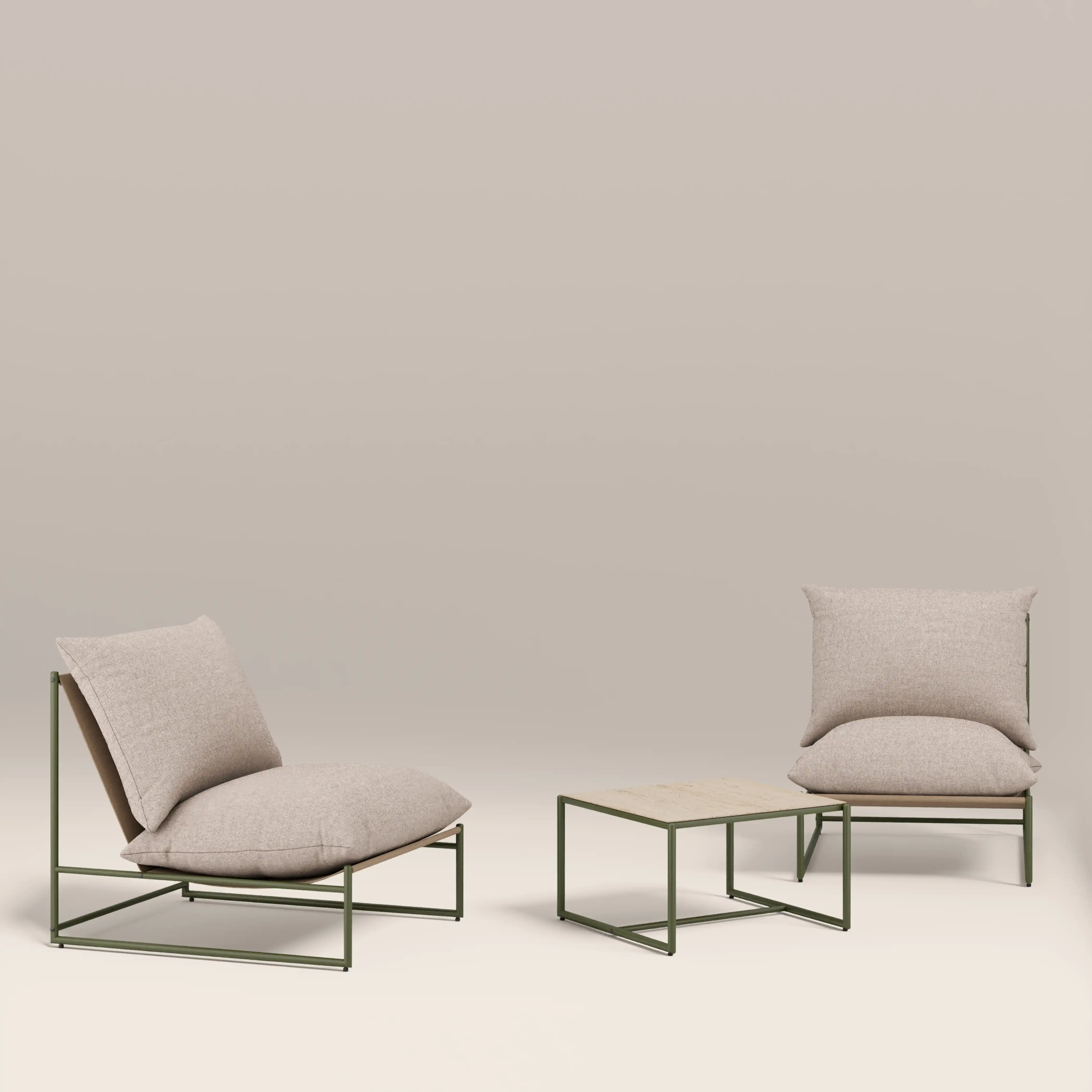 Enzo Garden Bistro Lounge Set | Natural  & Moss Green - Image 2