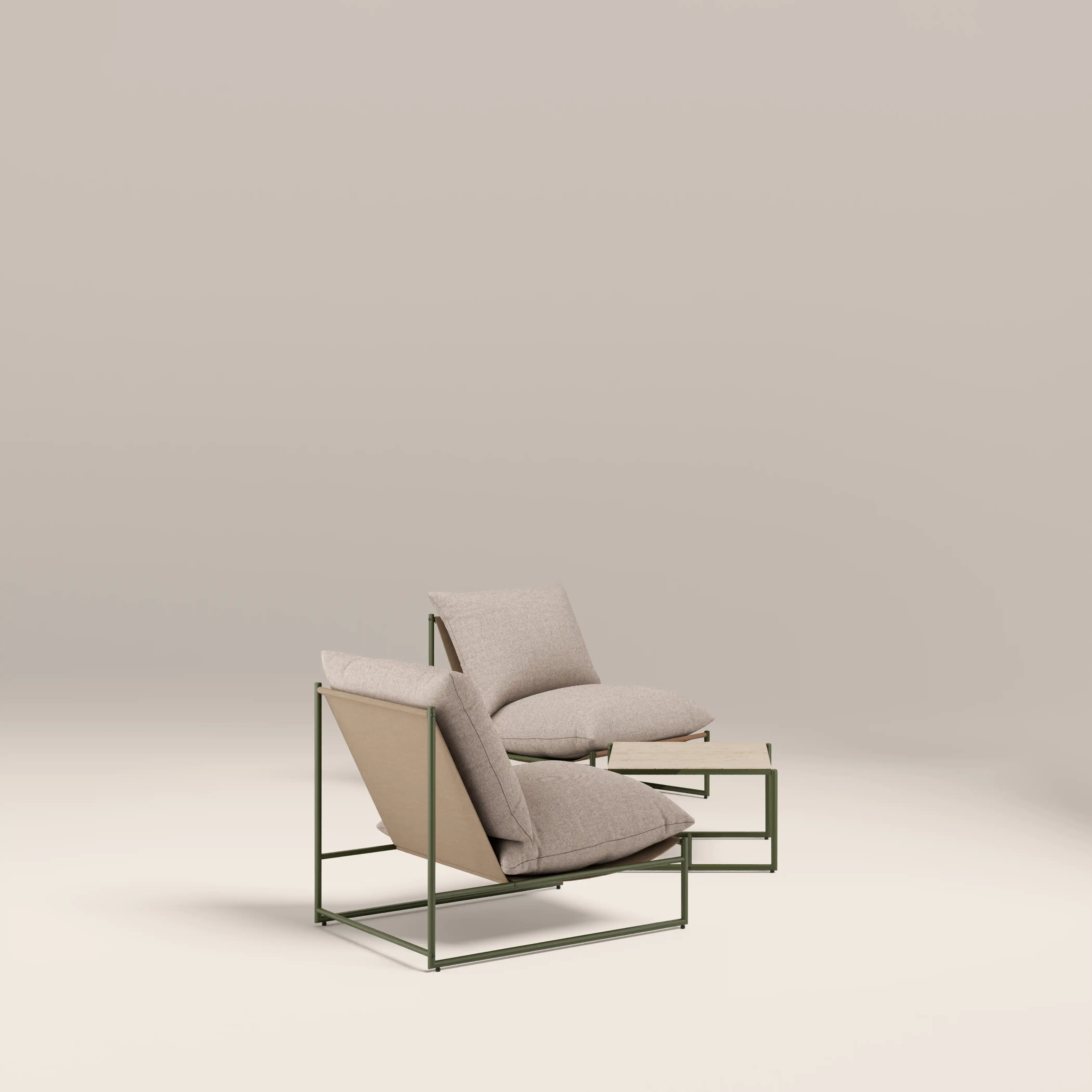 Enzo Garden Bistro Lounge Set | Natural  & Moss Green - Image 4