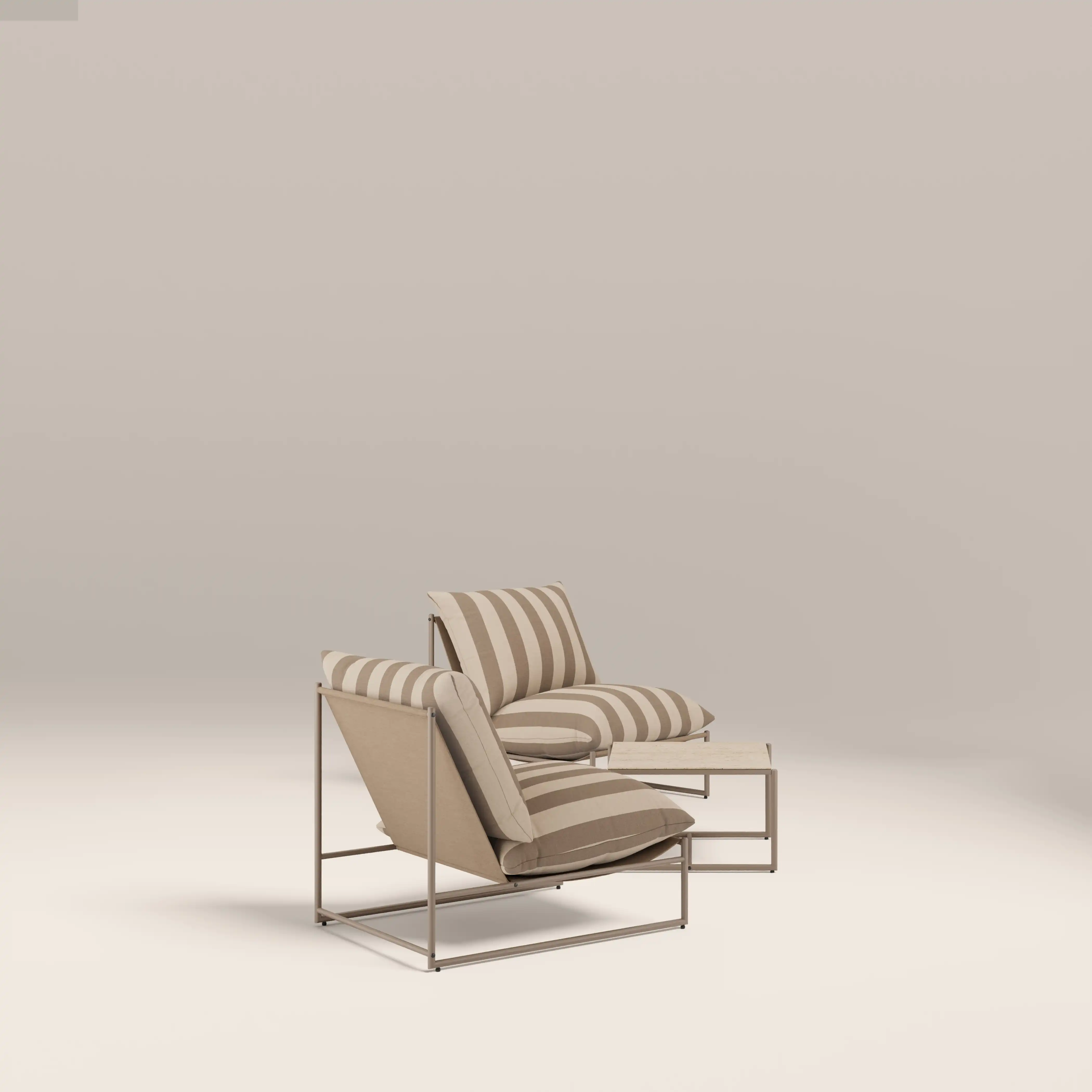 Enzo Garden Bistro Lounge Set | Natural Stripe & Taupe - Image 6