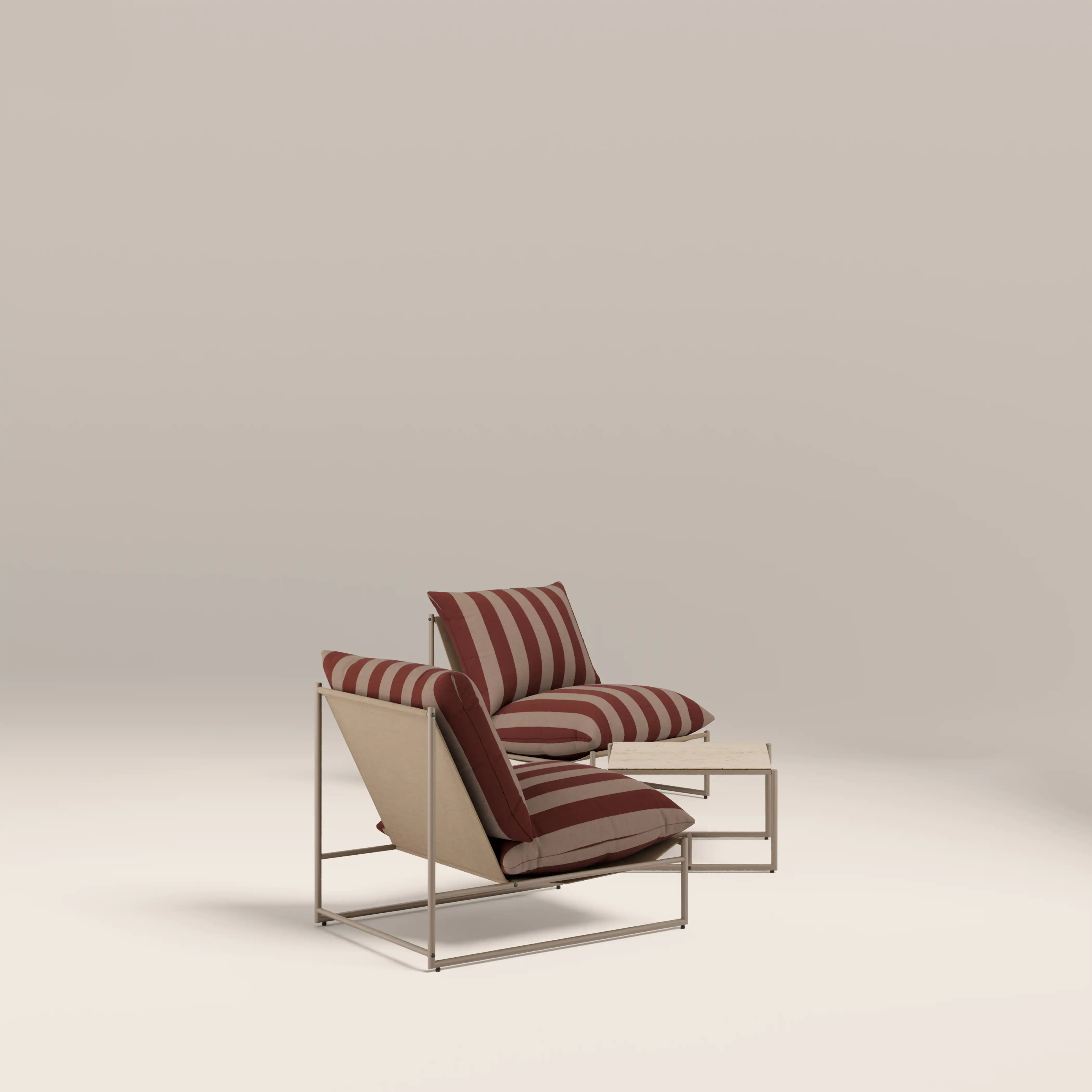 Enzo Garden Bistro Lounge Set | Rust Red Stripe & Taupe - Image 6