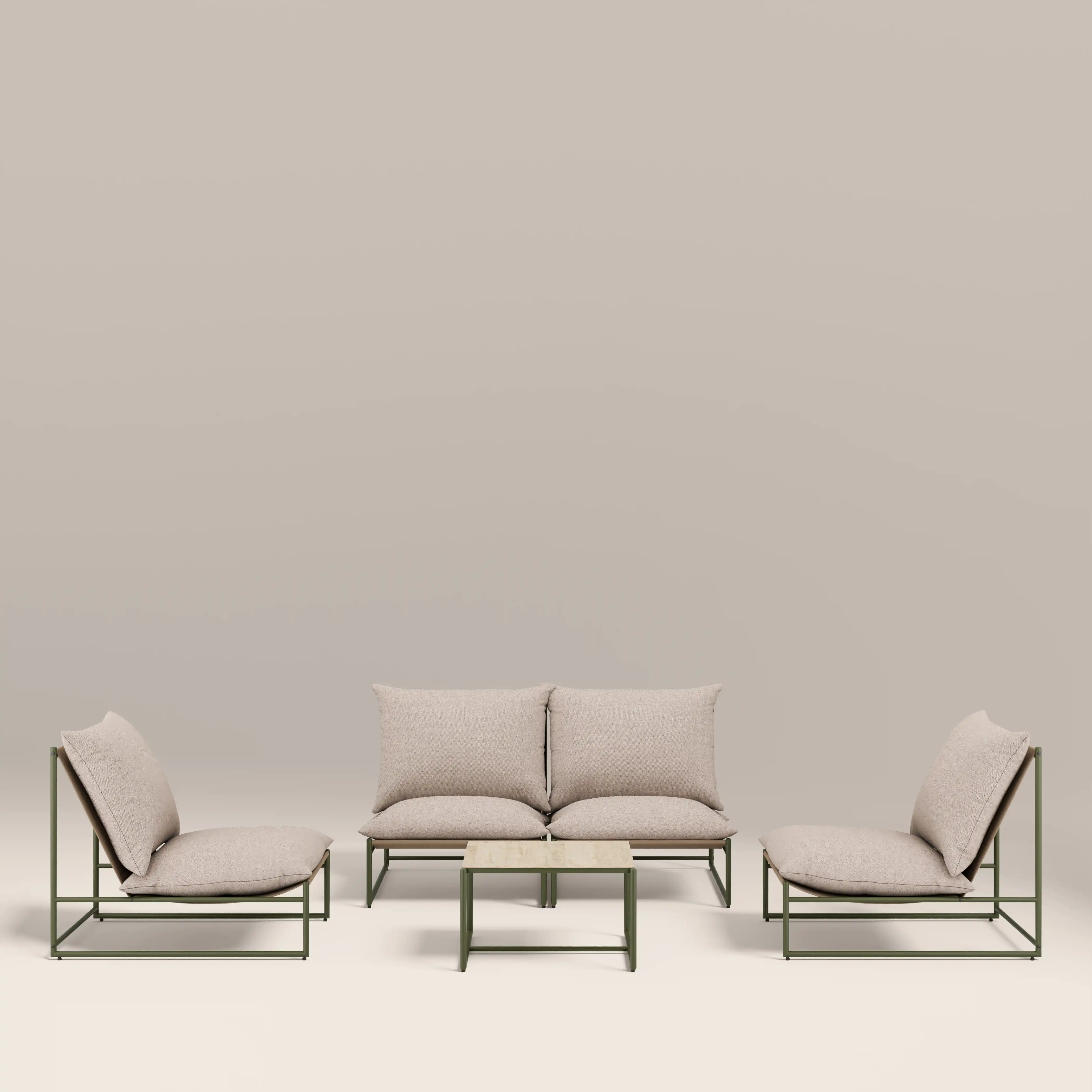 Enzo Garden Sofa Set | Natural & Moss Green - Image 2