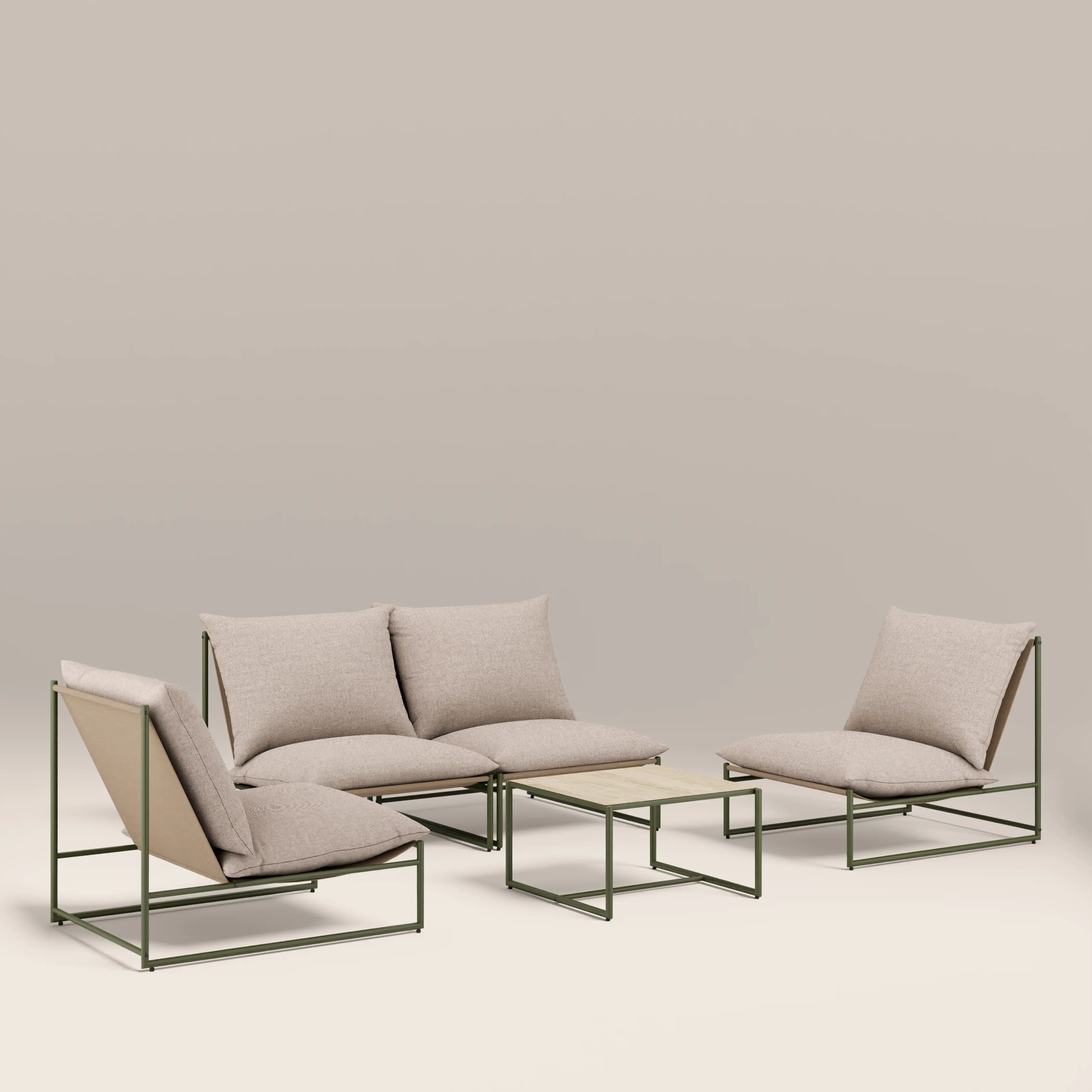 Enzo Garden Sofa Set | Natural & Moss Green - Image 4