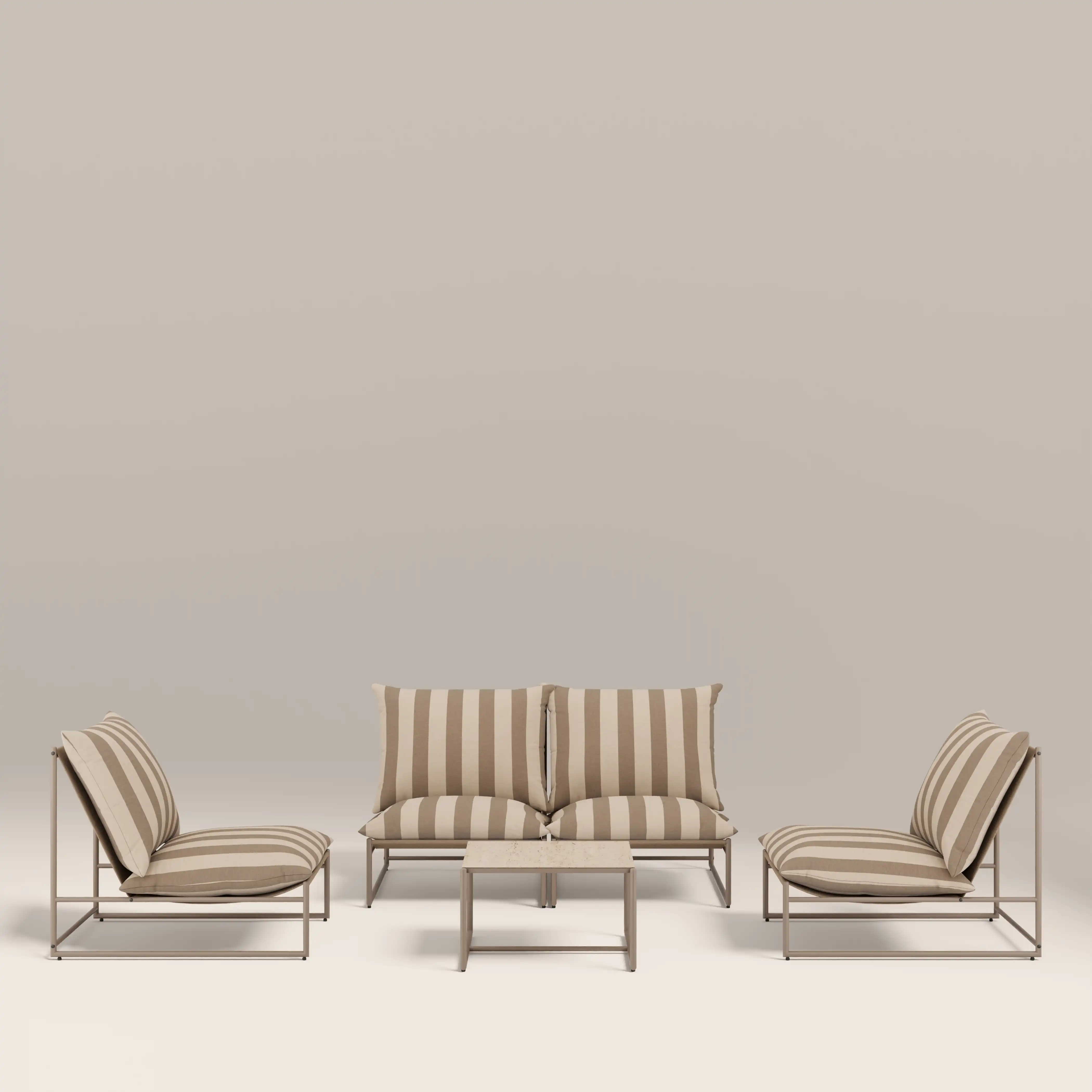 Enzo Garden Sofa Set | Natural Stripe & Taupe - Image 2