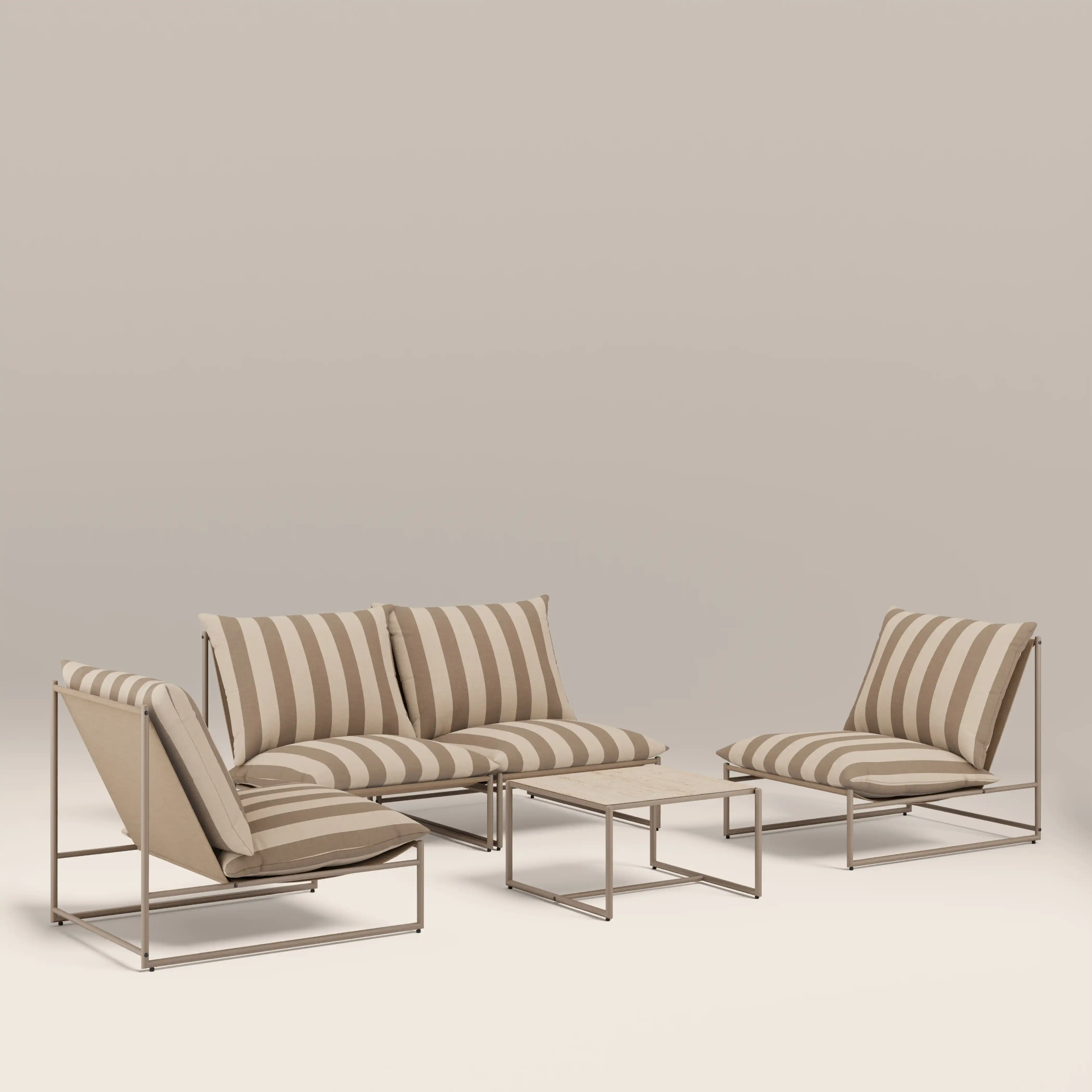 Enzo Garden Sofa Set | Natural Stripe & Taupe - Image 4