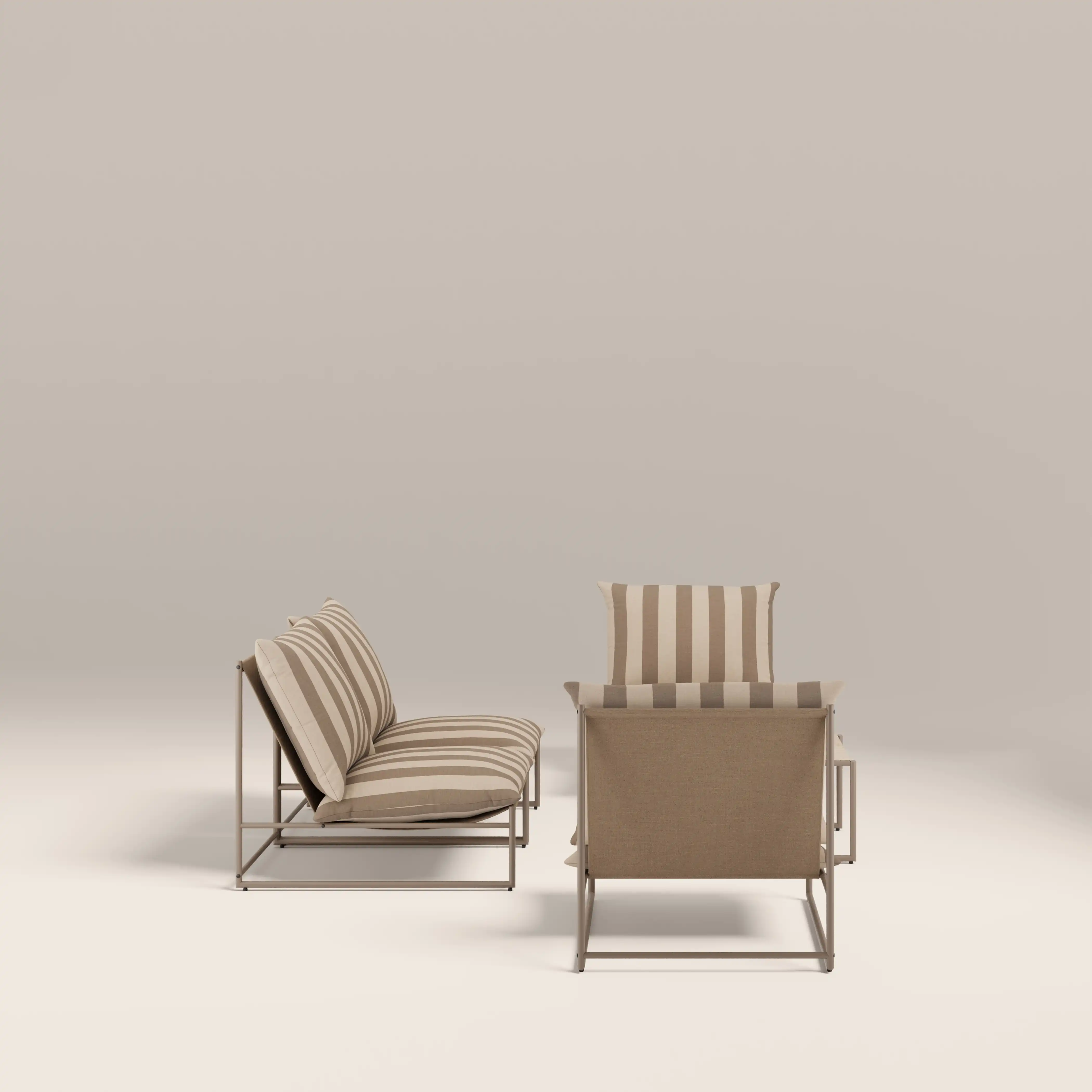 Enzo Garden Sofa Set | Natural Stripe & Taupe - Image 6