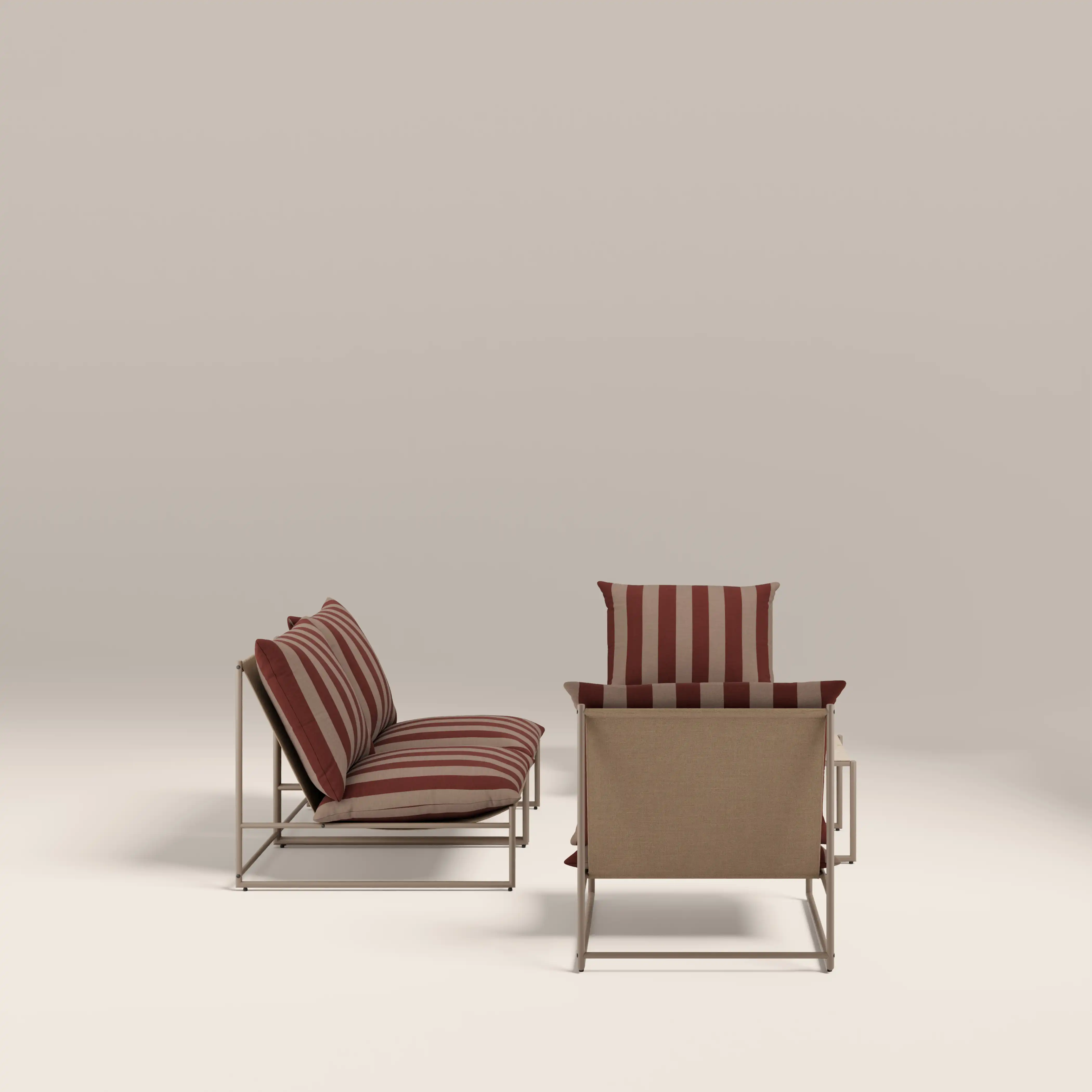Enzo Garden Sofa Set | Rust Red Stripe & Taupe - Image 6