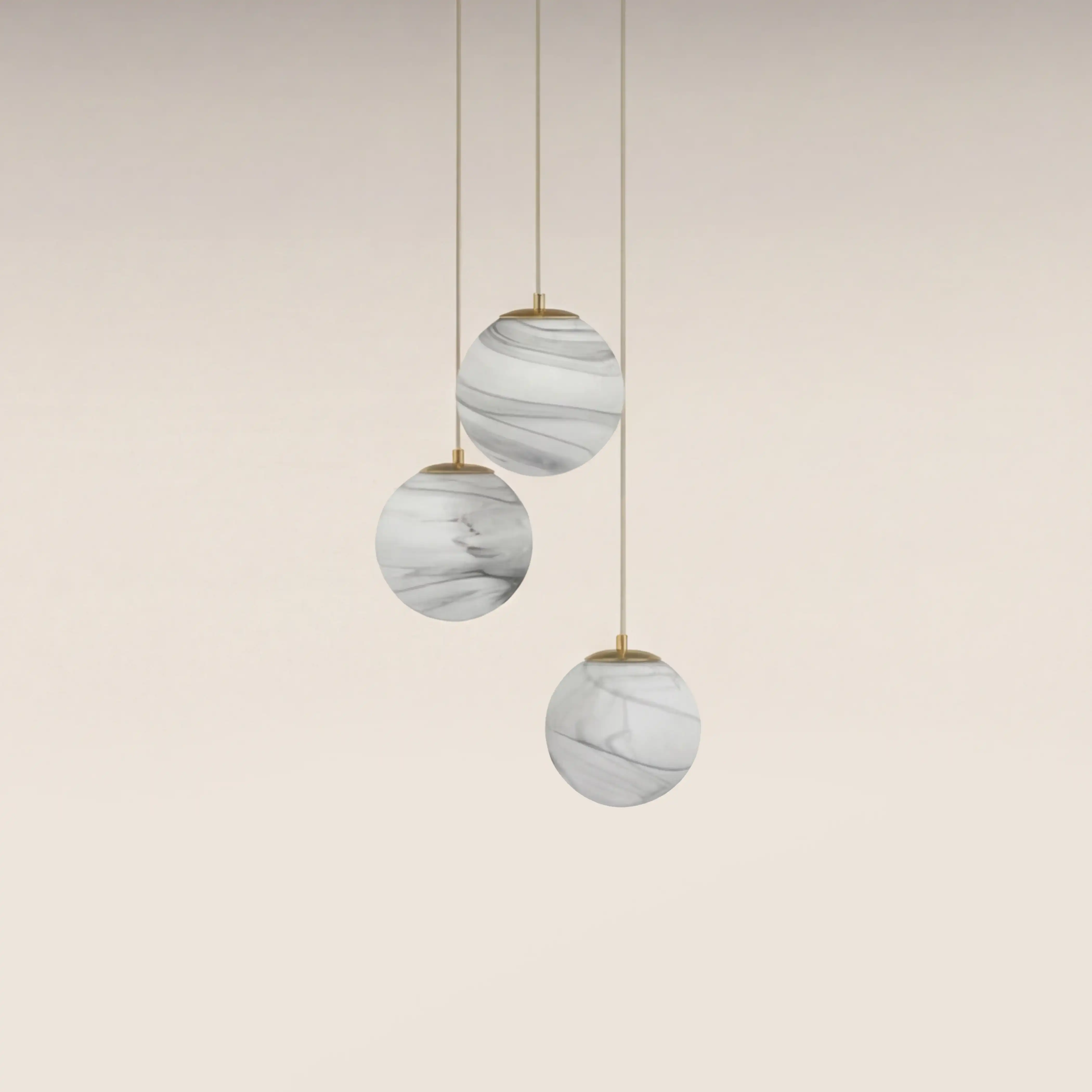 Esme Globe Cluster Pendant Light | Marbled Glass & Brass - Image 3