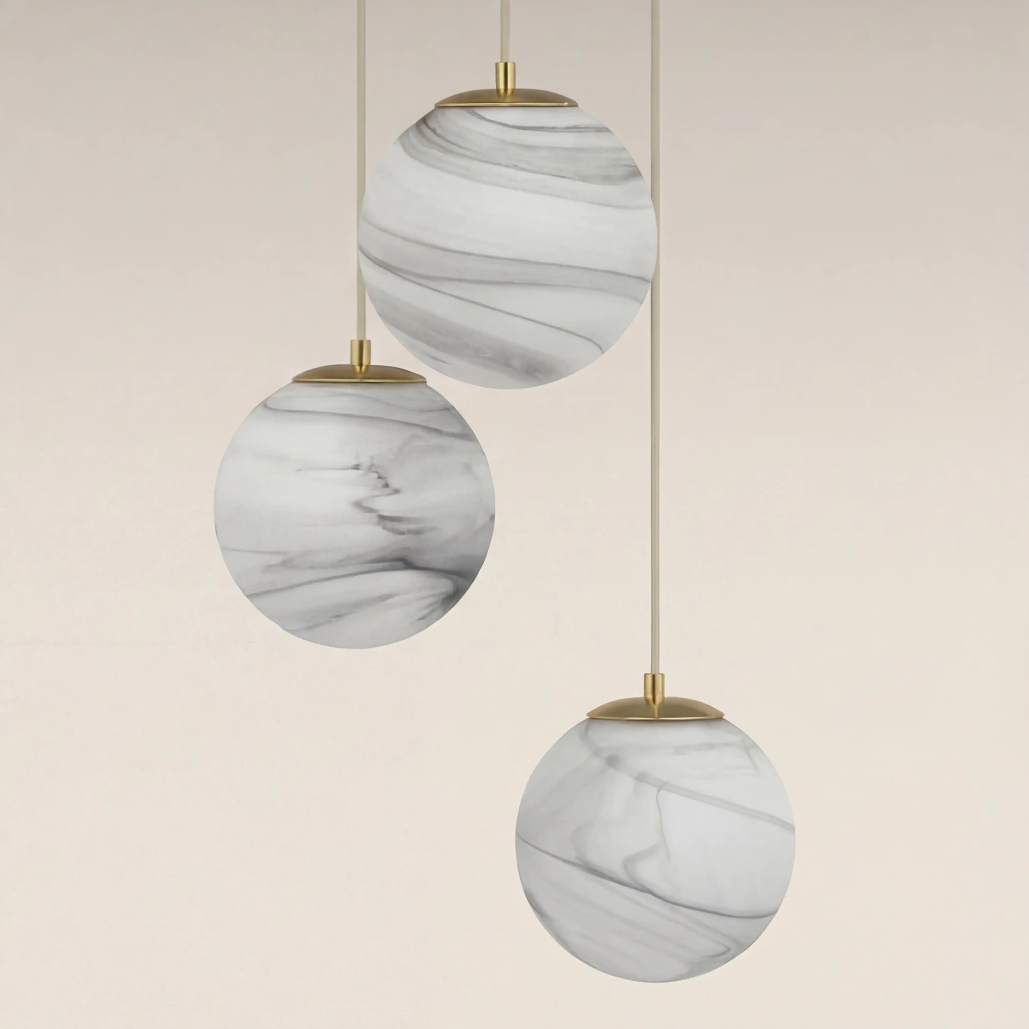 Esme Globe Cluster Pendant Light | Marbled Glass & Brass - Image 4