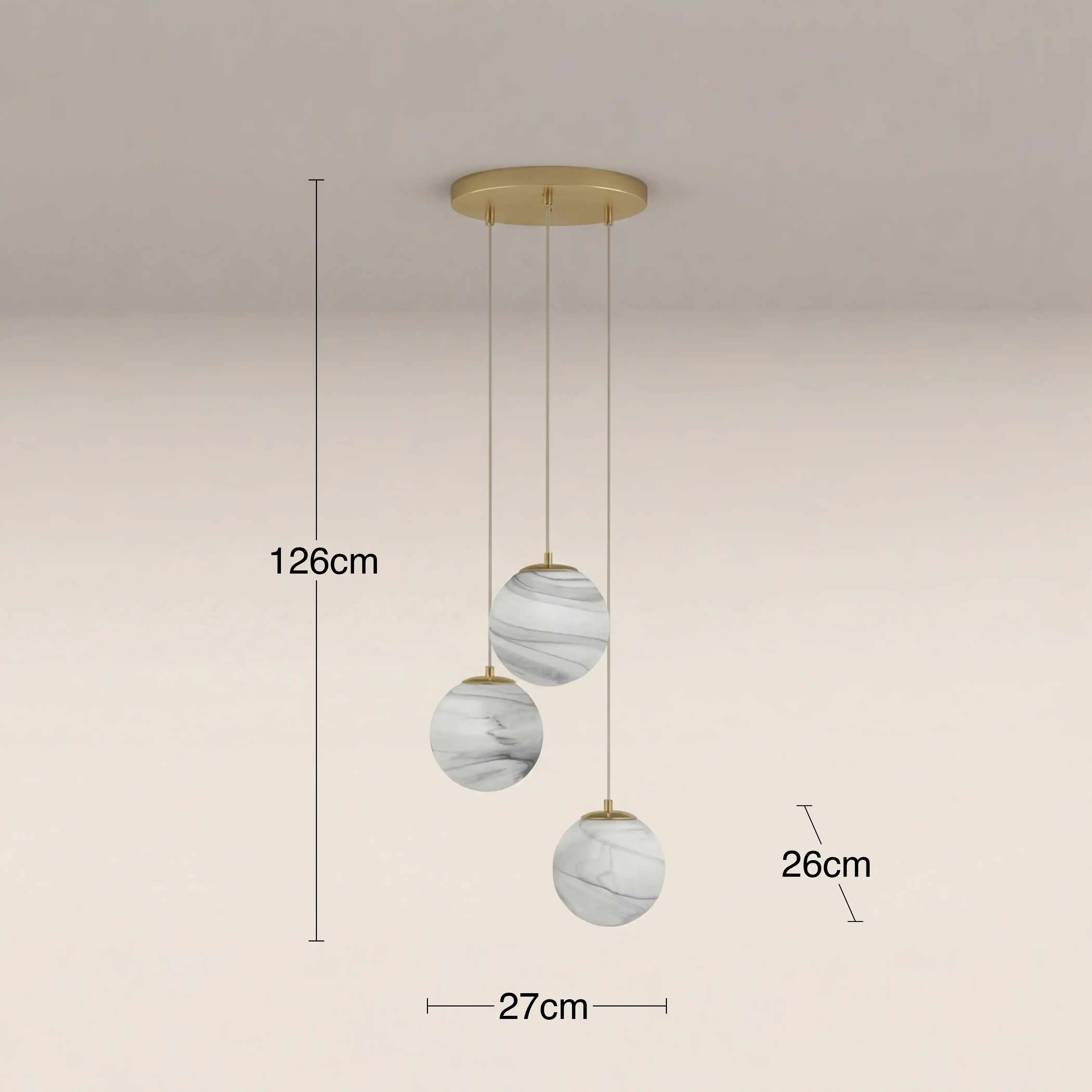 Esme Globe Cluster Pendant Light | Marbled Glass & Brass - Image 5