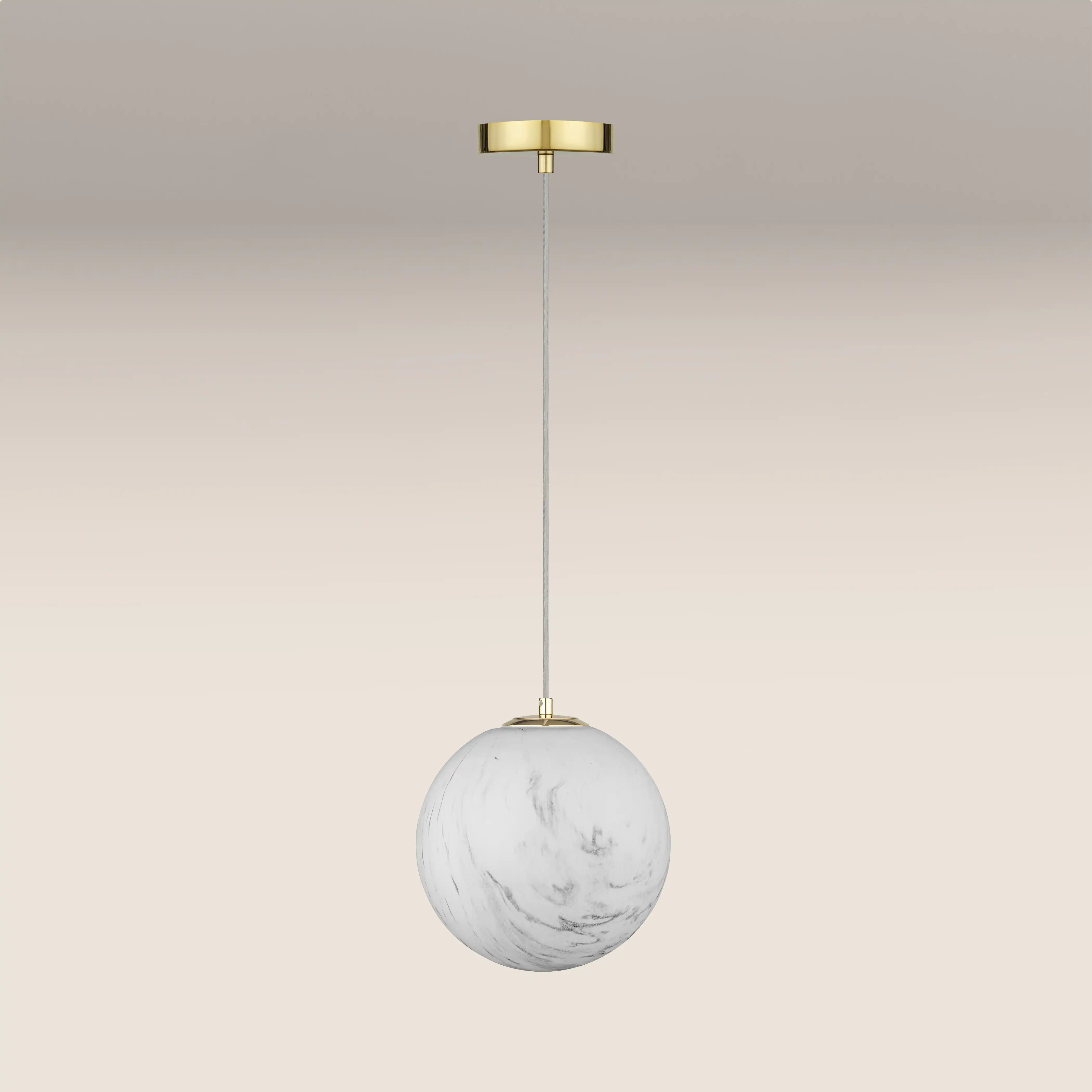 Esme Globe Pendant Light | Marbled Glass & Brass - Image 3