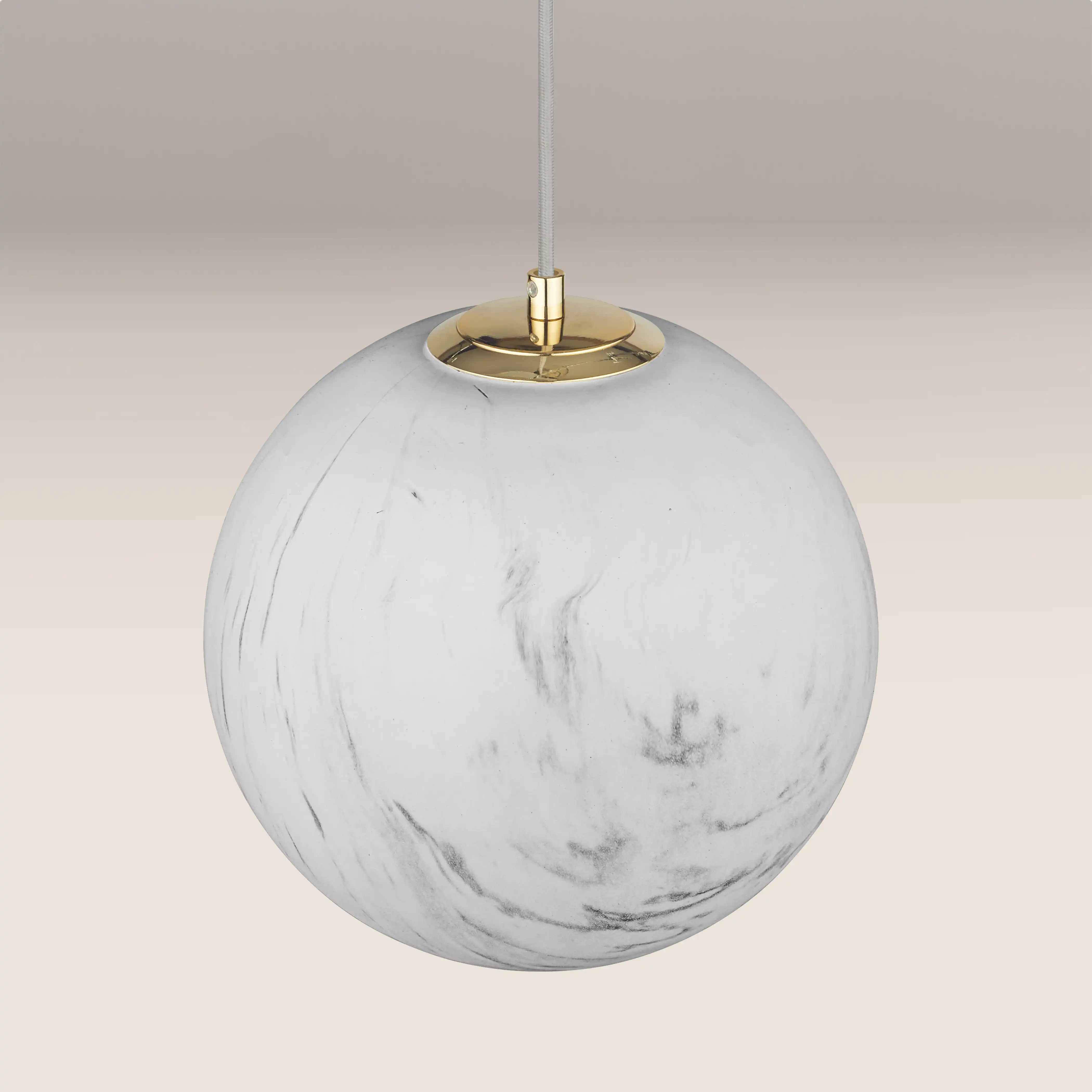 Esme Globe Pendant Light | Marbled Glass & Brass - Image 4