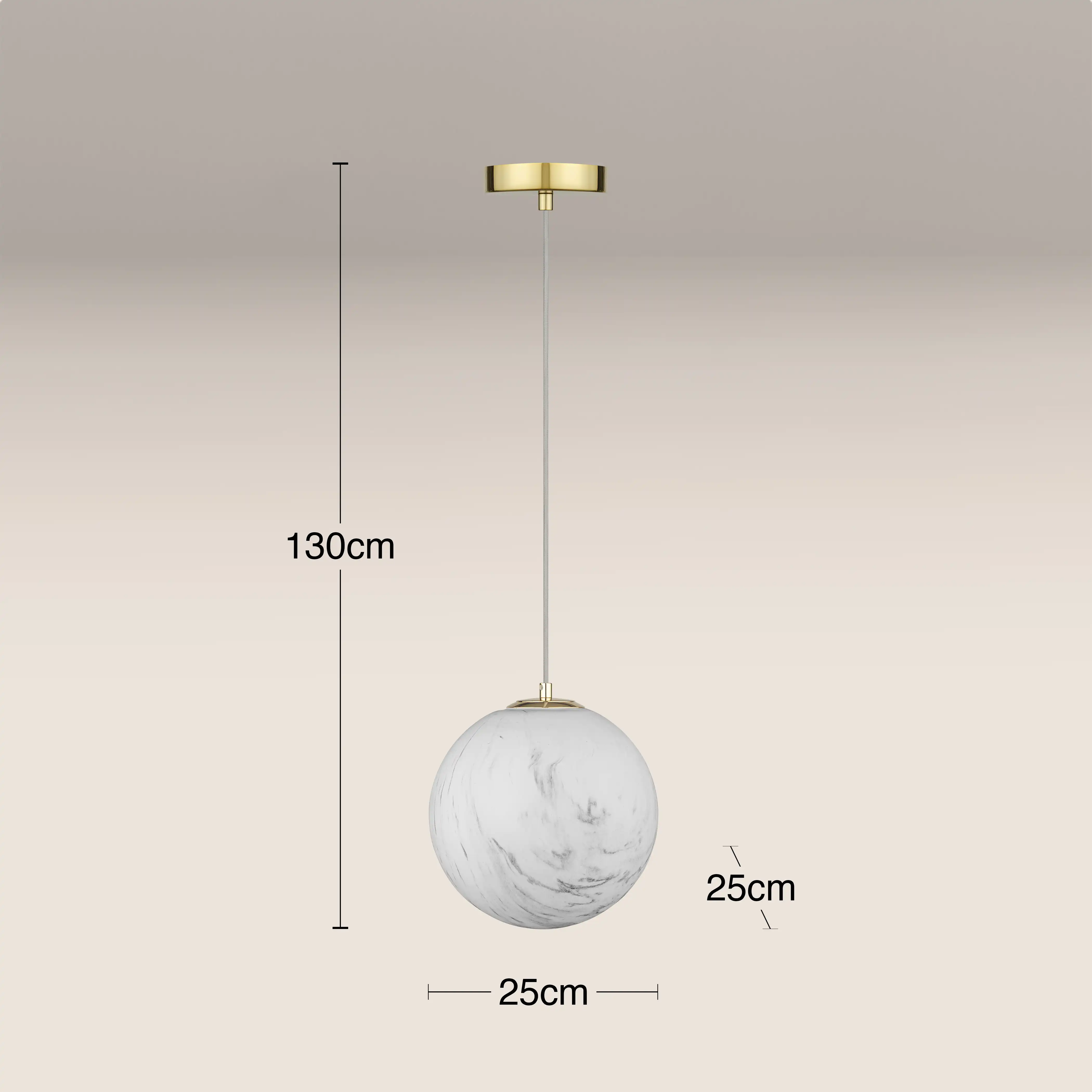 Esme Globe Pendant Light | Marbled Glass & Brass - Image 5