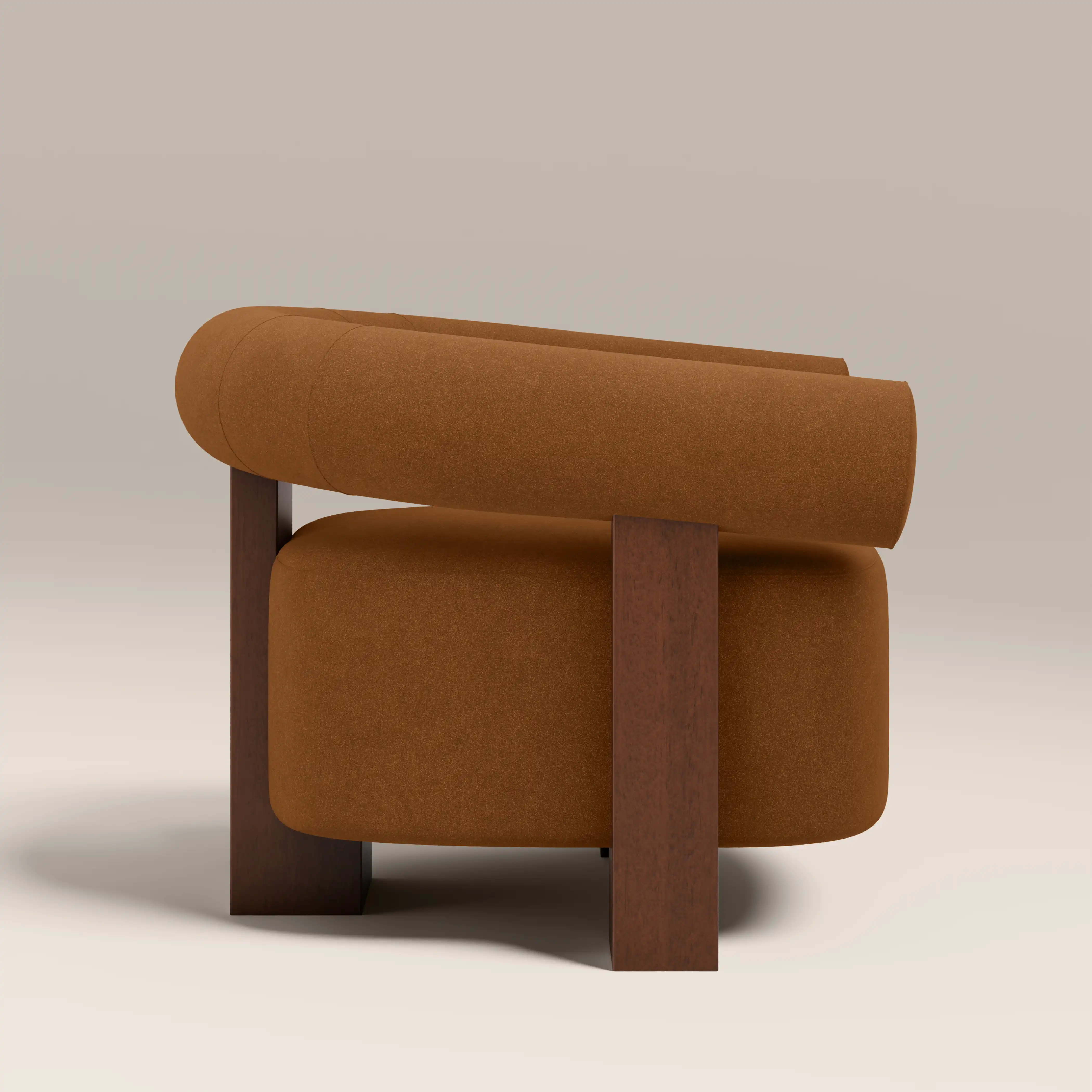 Fawnley Accent Chair | Caramel Brown Sustainable Mohair Velvet & Walnut - Image 5
