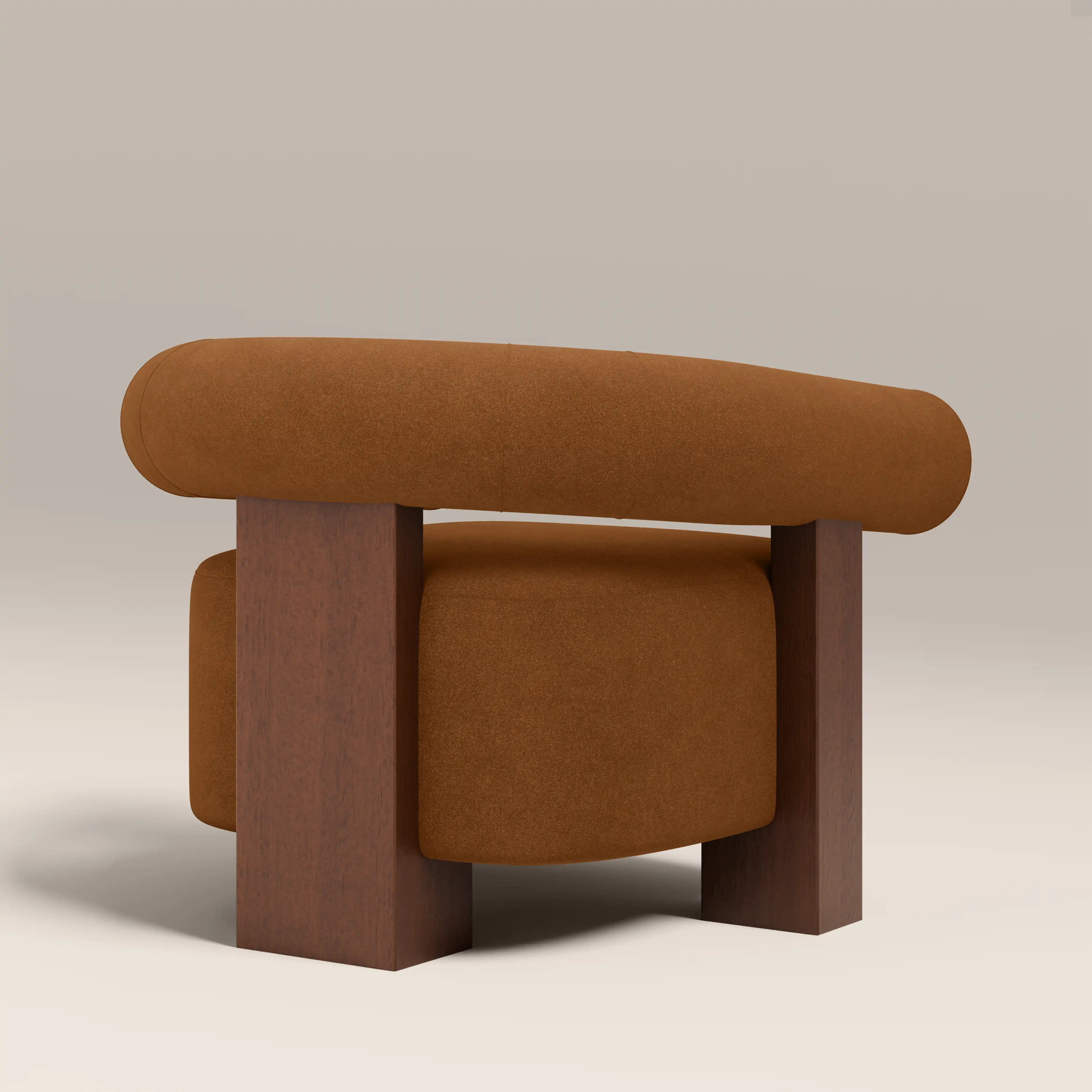 Fawnley Accent Chair | Caramel Brown Sustainable Mohair Velvet & Walnut - Image 6