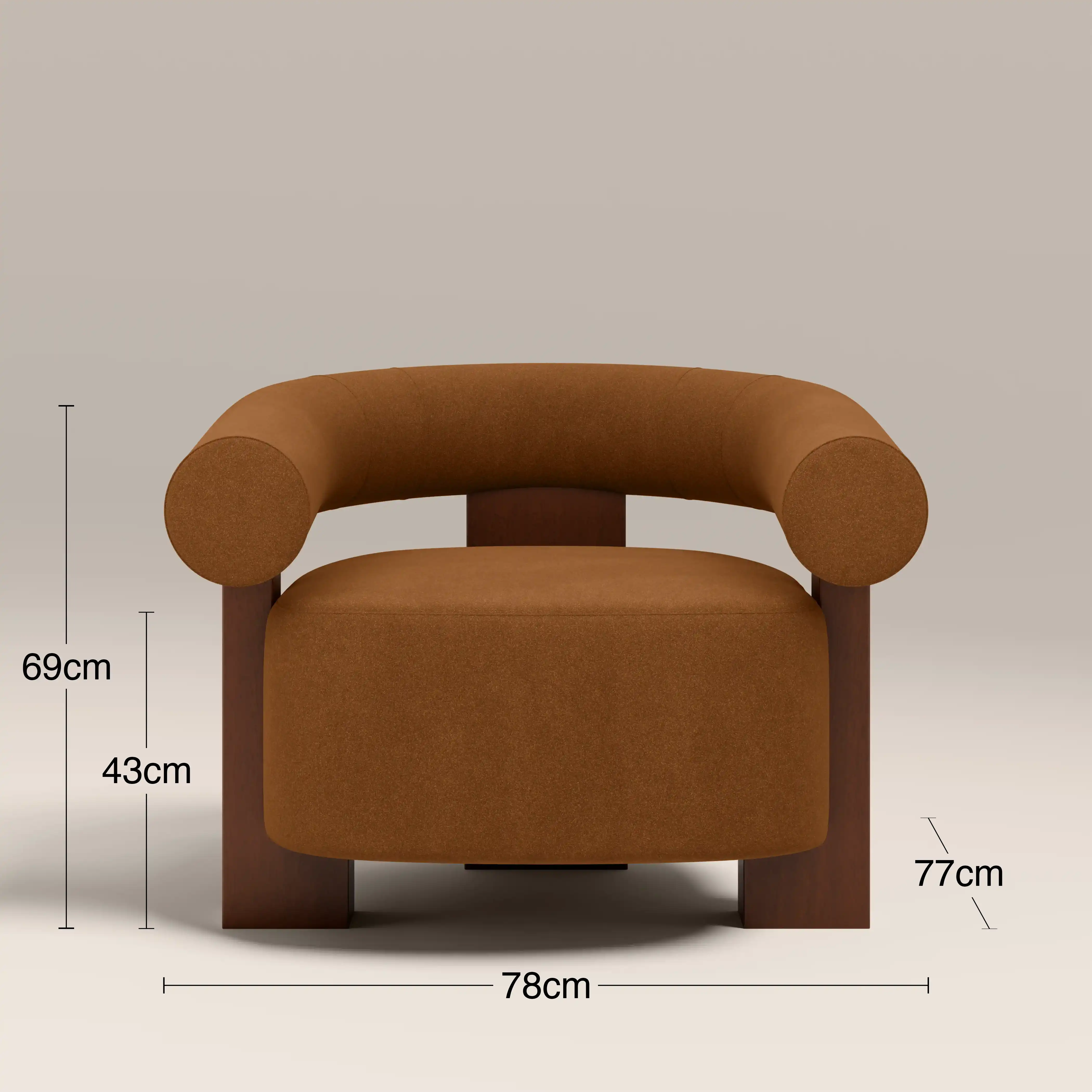 Fawnley Accent Chair | Caramel Brown Sustainable Mohair Velvet & Walnut - Image 8