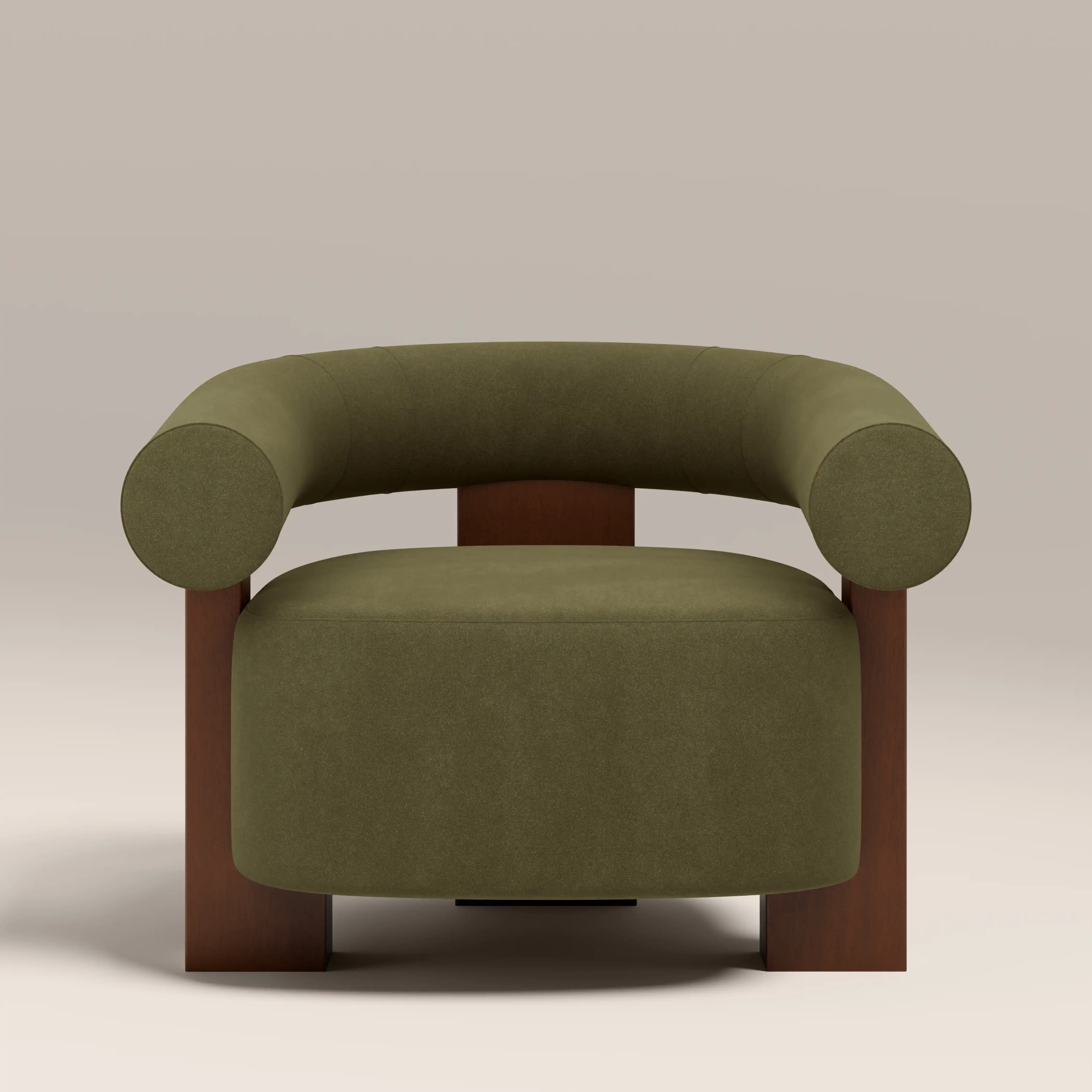 Fawnley Accent Chair | Moss Green Sustainable Mohair Velvet & Walnut - Image 2