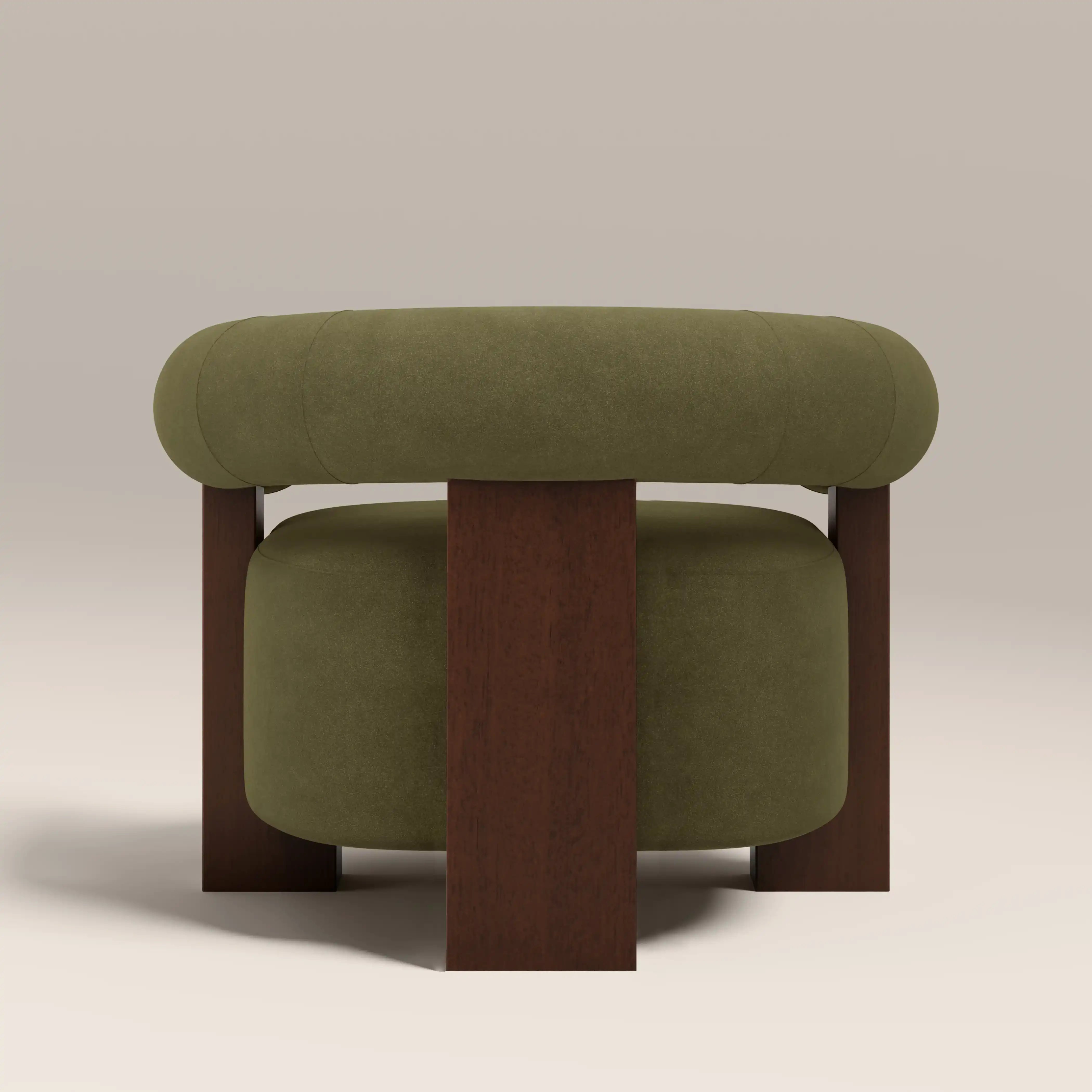 Fawnley Accent Chair | Moss Green Sustainable Mohair Velvet & Walnut - Image 6