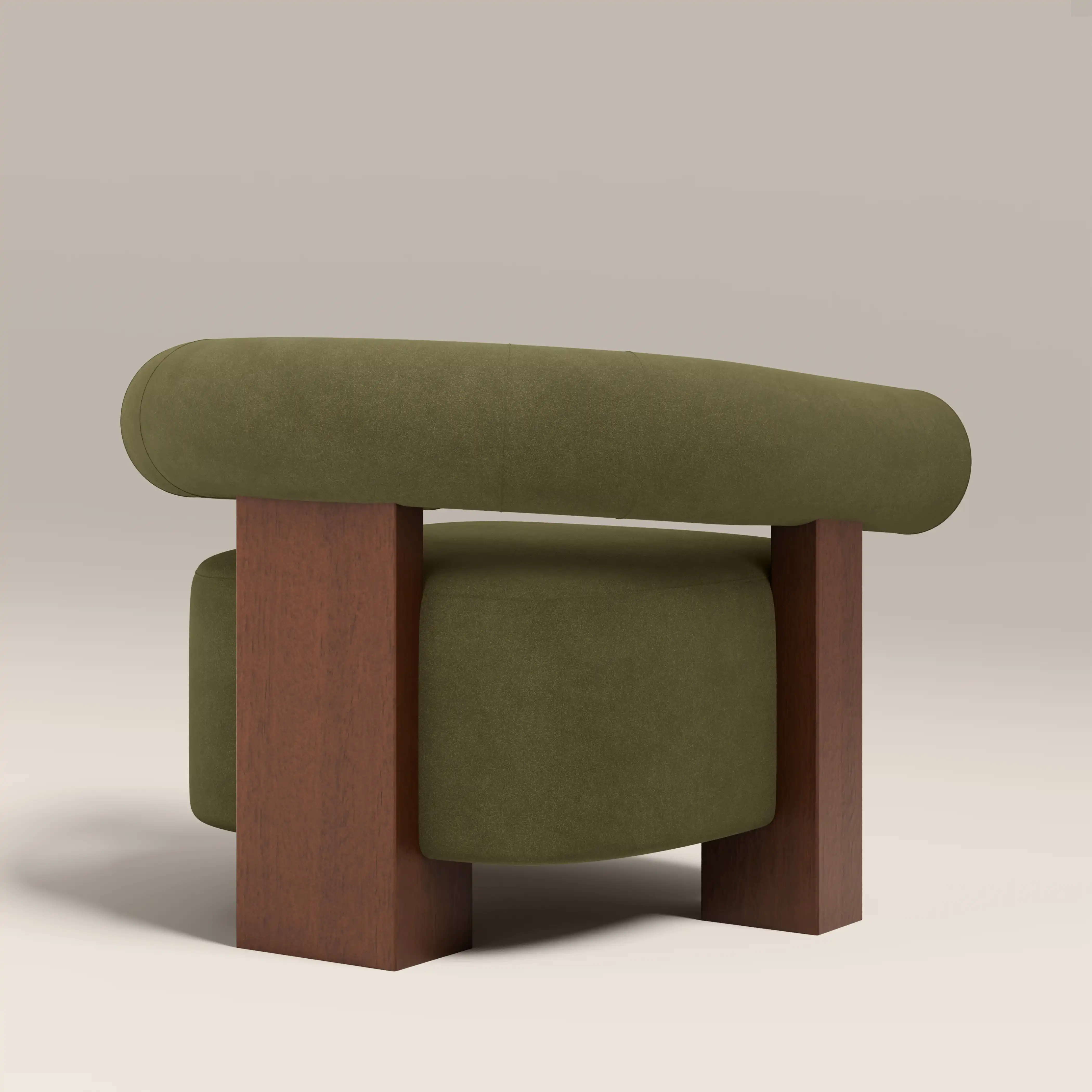 Fawnley Accent Chair | Moss Green Sustainable Mohair Velvet & Walnut - Image 7