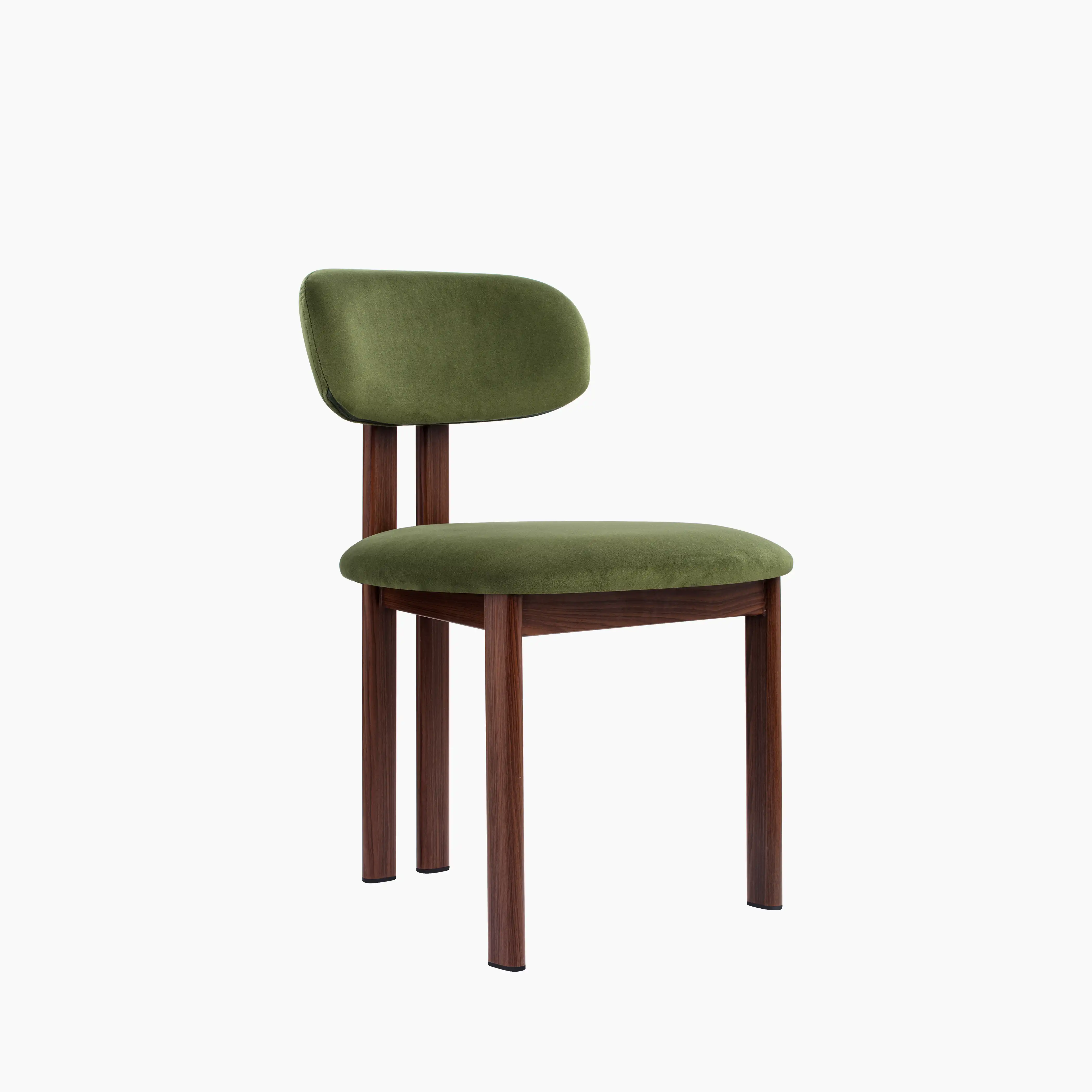 Finnley & Arbor 4 Seat Dining Set | Walnut & Olive Green Sustainable Velvet - Image 4