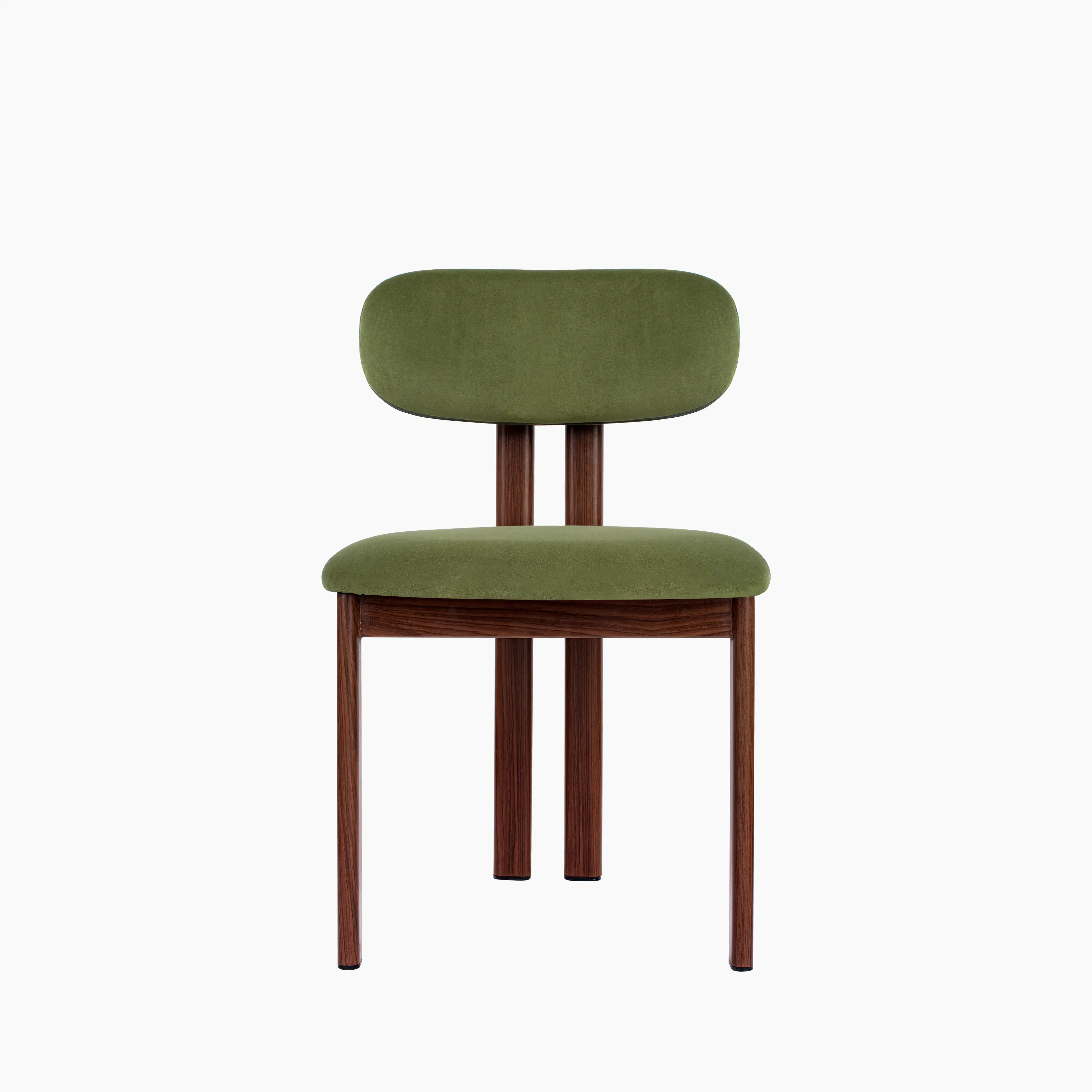 Finnley & Arbor 4 Seat Dining Set | Walnut & Olive Green Sustainable Velvet - Image 6