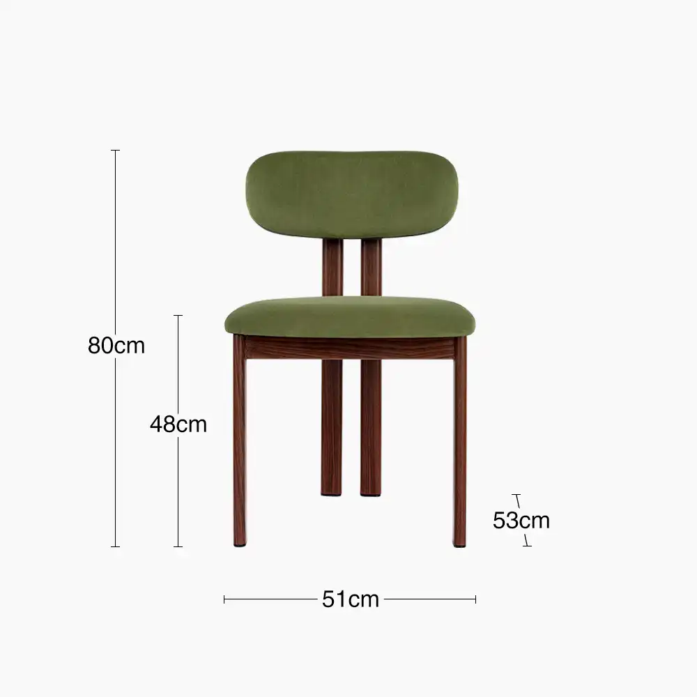 Finnley & Arbor 4 Seat Dining Set | Walnut & Olive Green Sustainable Velvet - Image 7