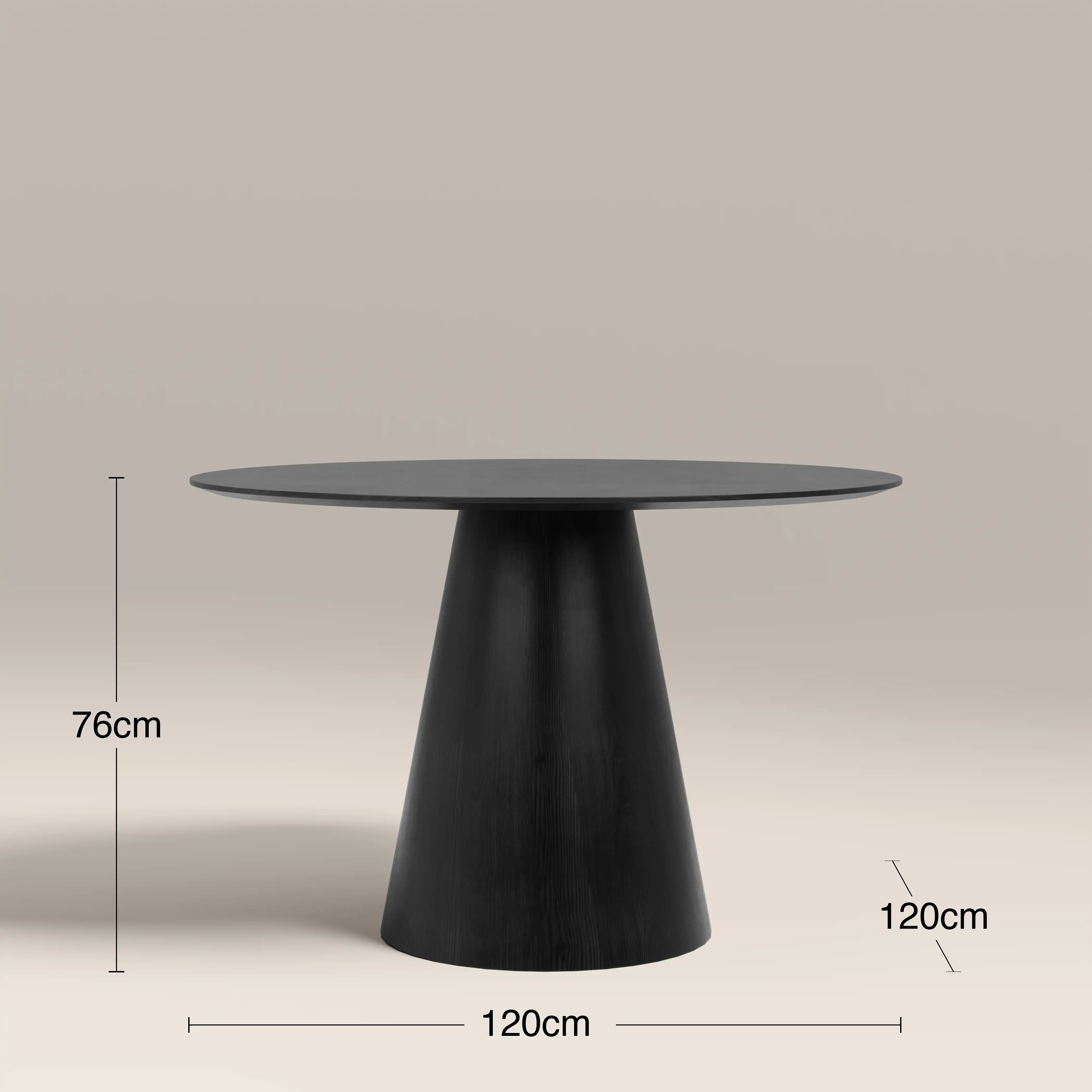 Finnley Large 4 Seat Round Wooden Dining Table | Black - Image 3