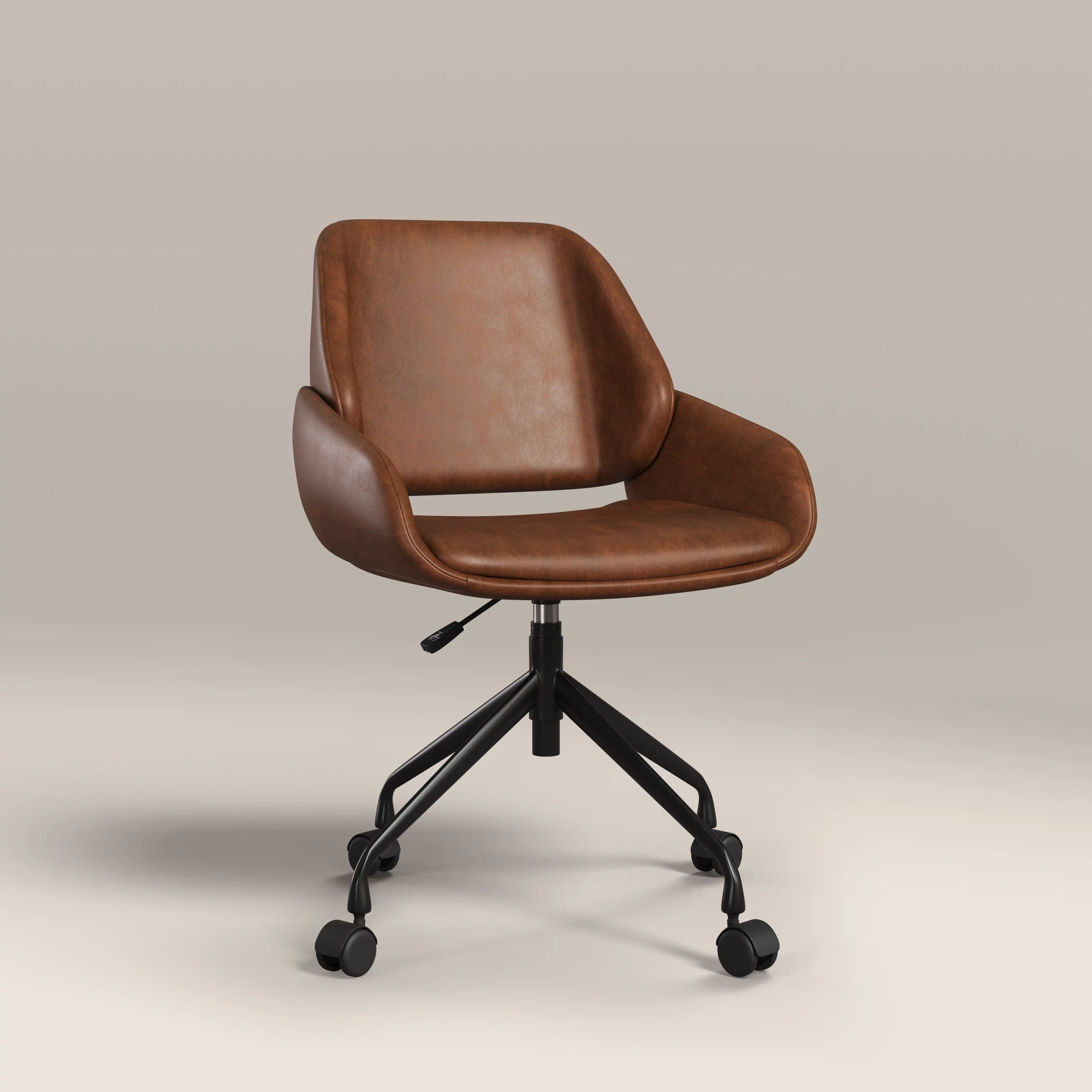Franklin Office Chair | Vintage Tan Faux Leather & Black - Image 2