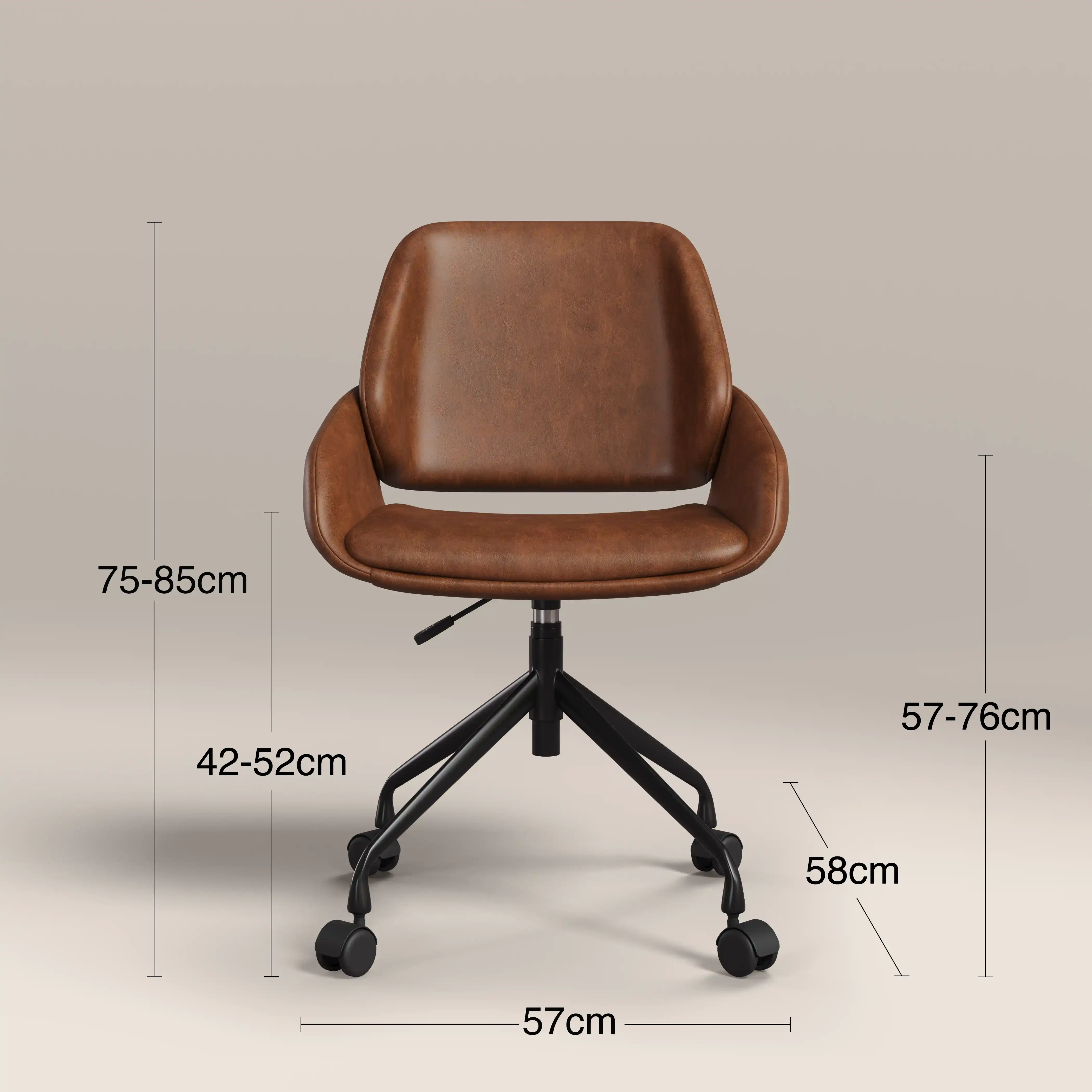 Franklin Office Chair | Vintage Tan Faux Leather & Black - Image 9