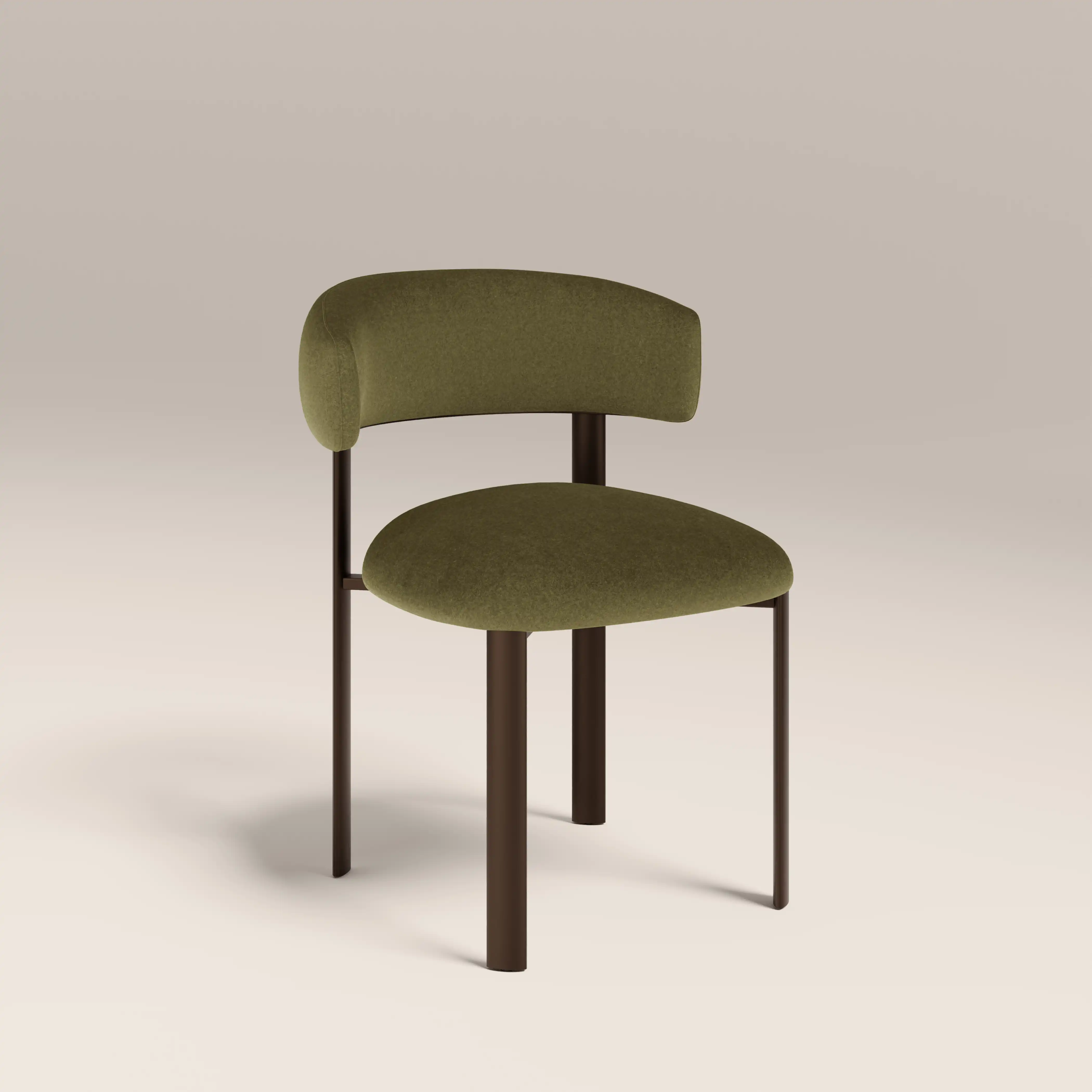 Frey Dining Chair | Moss Green Sustainable Mohair Velvet & Burnished Bronze - Image 2