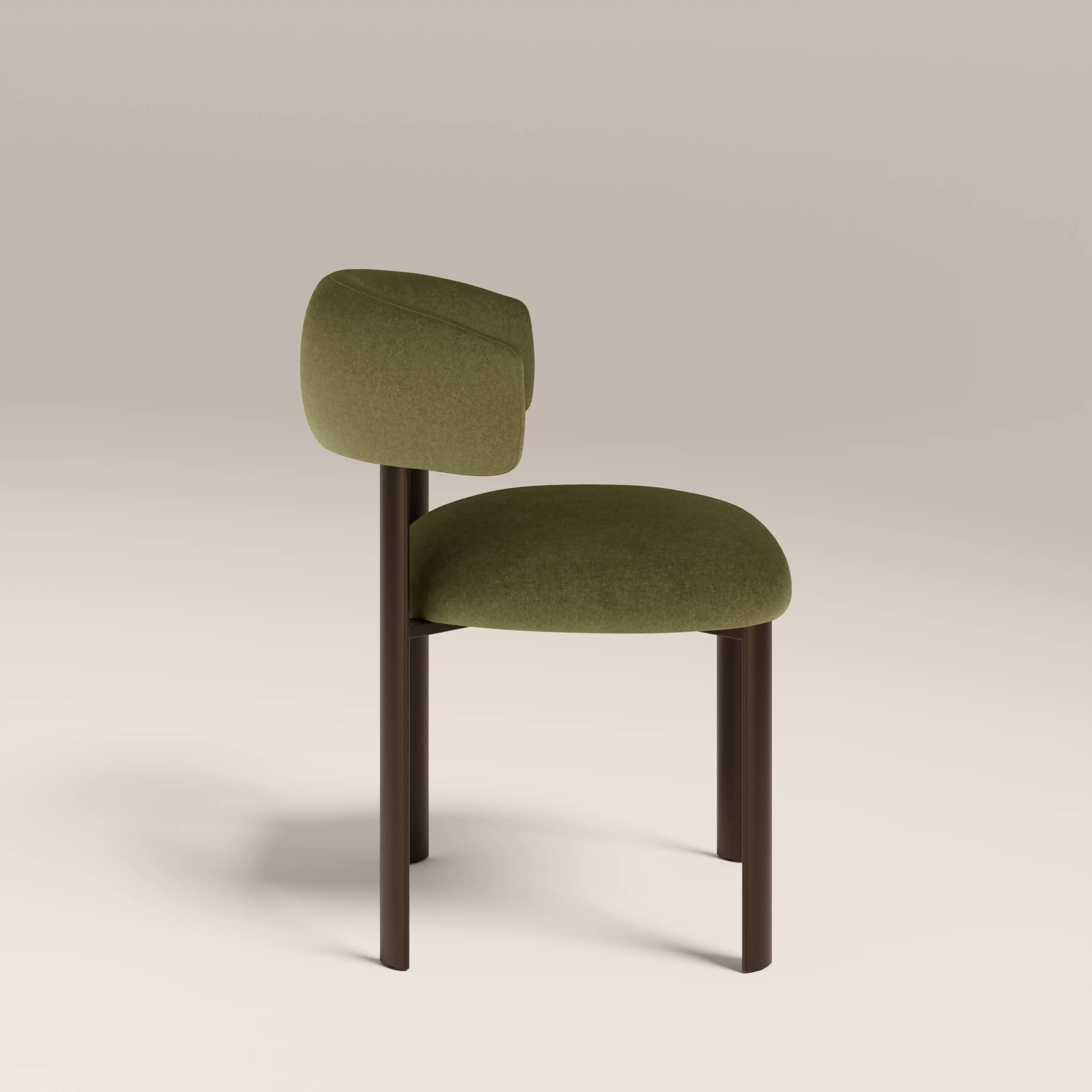 Frey Dining Chair | Moss Green Sustainable Mohair Velvet & Burnished Bronze - Image 5